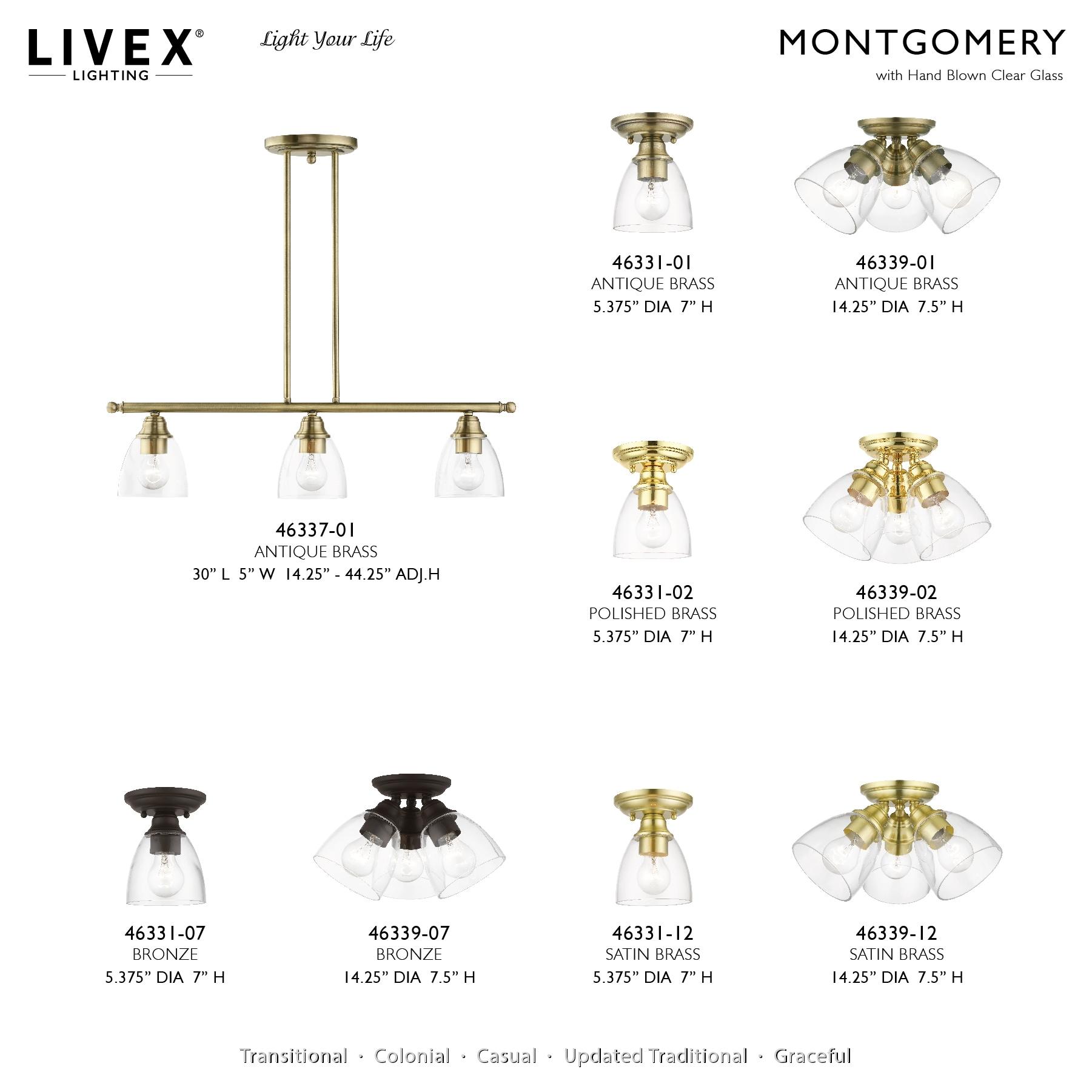 Livex Lighting Montgomery 1 - Light Flush Mount in  Bronze