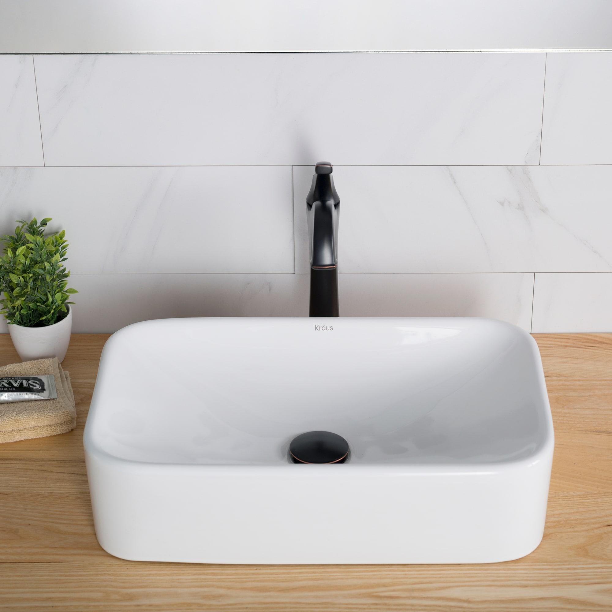 Elavo Ceramic Rectangular Vessel Bathroom Sink