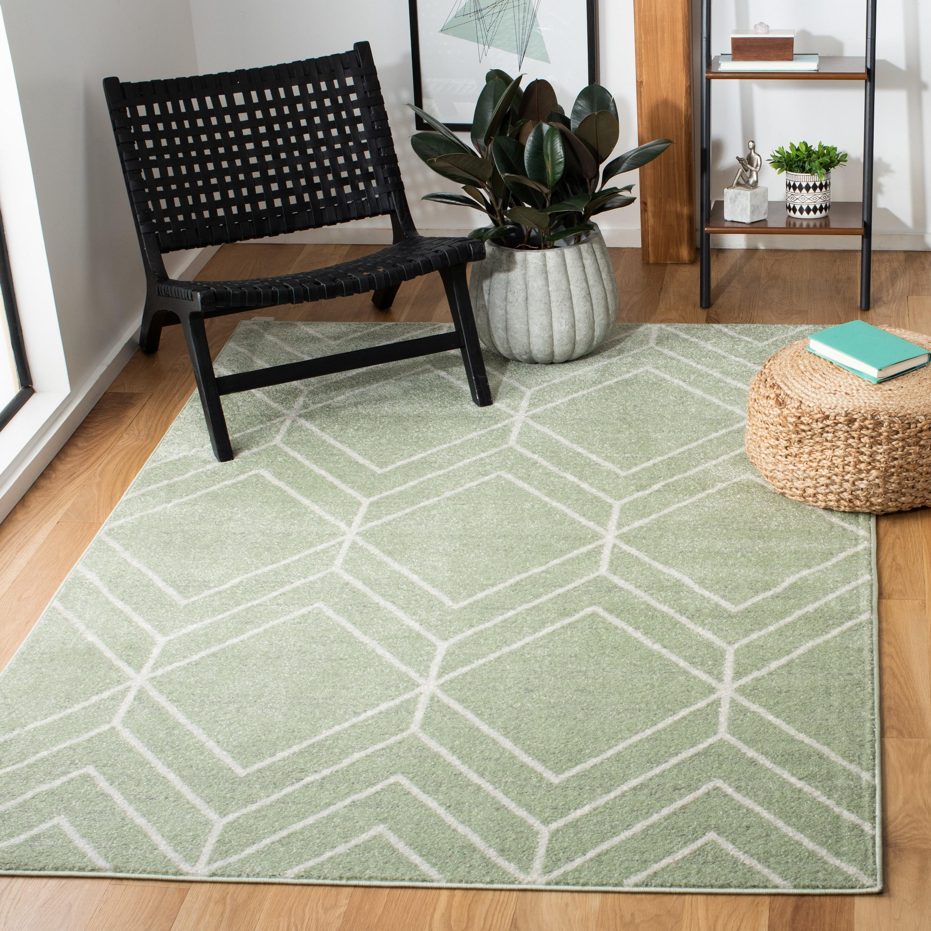 SAFAVIEH Adirondack Caitriona Geometric Area Rug, Sage/Ivory, 9' x 12'