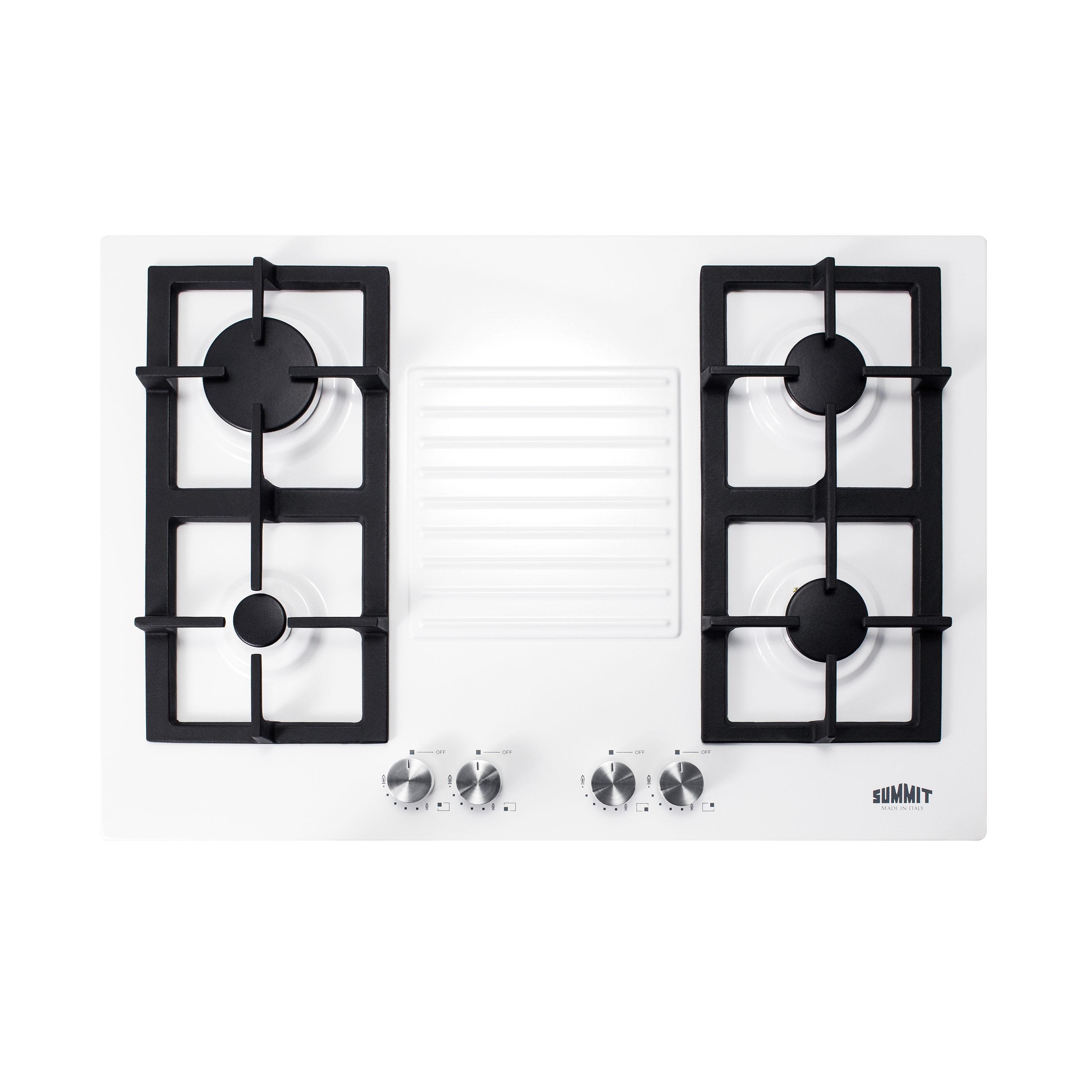 Summit Appliance 30" White Gas 4 Burner Cooktop