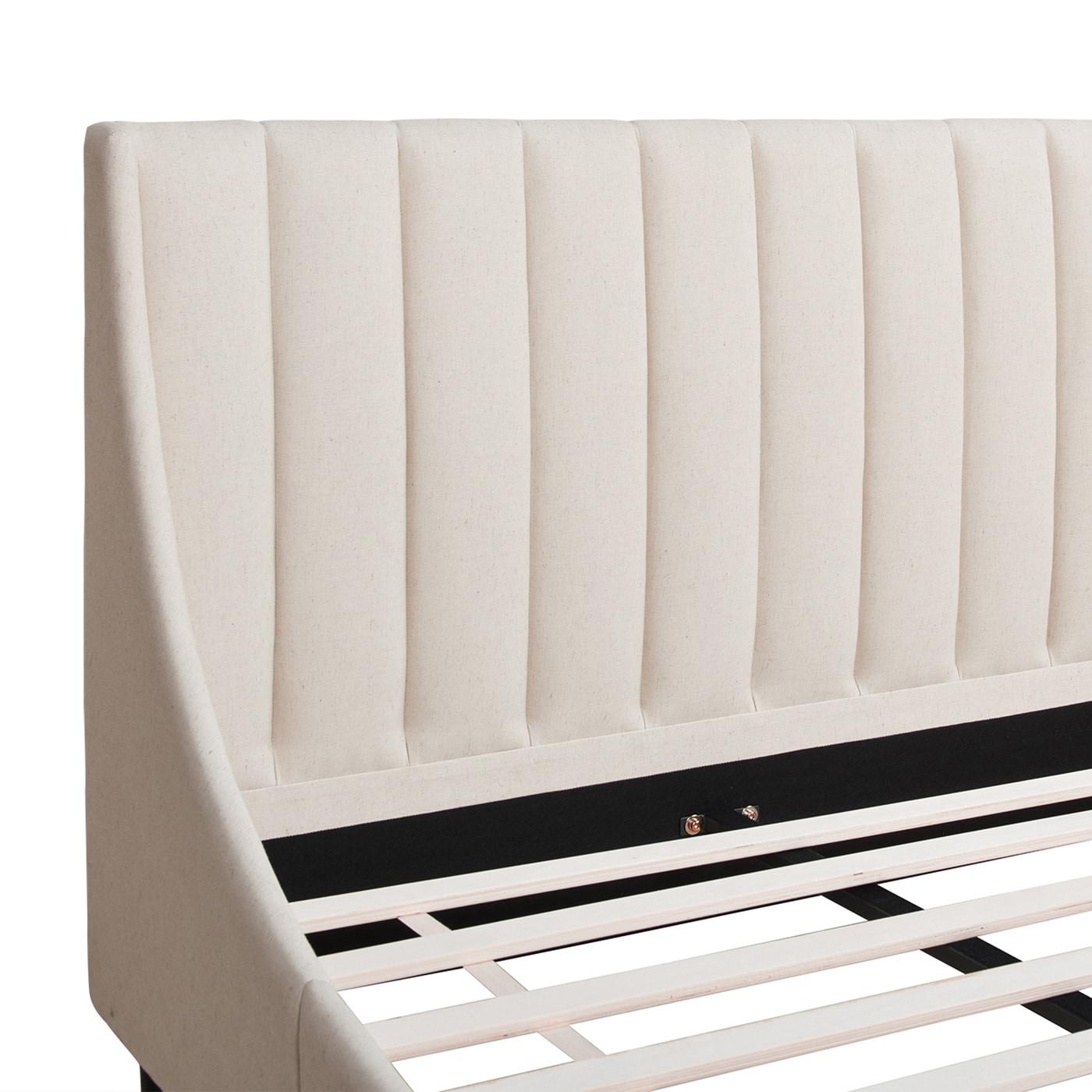 Aspen Vertical Tufted Headboard Platform Bed Set King Light Beige Linen