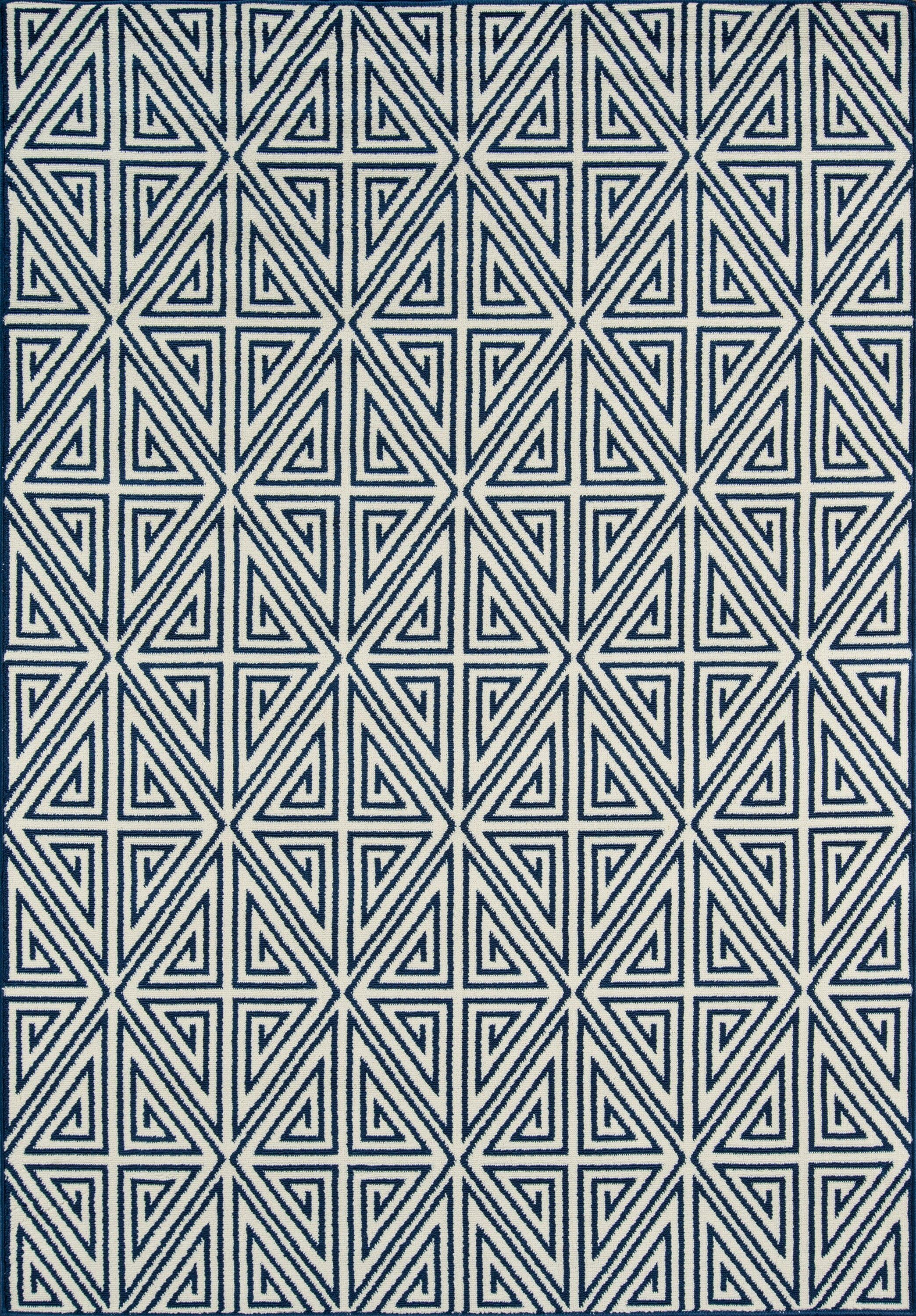 Geometric Baja Outdoor Rug in Navy - Rectangle 5'3" X 7'6"