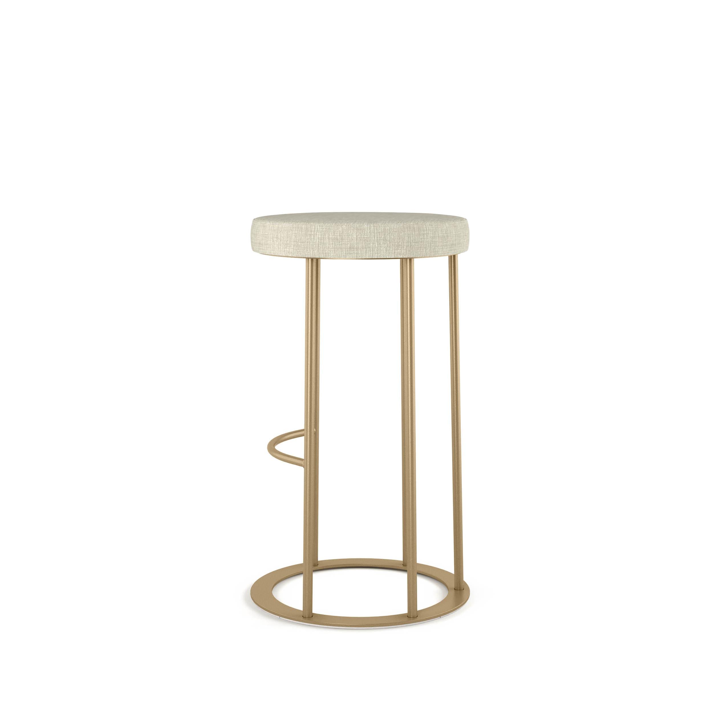 Amisco Iris 30 In. Bar Stool - Light Beige PVC / Golden Metal