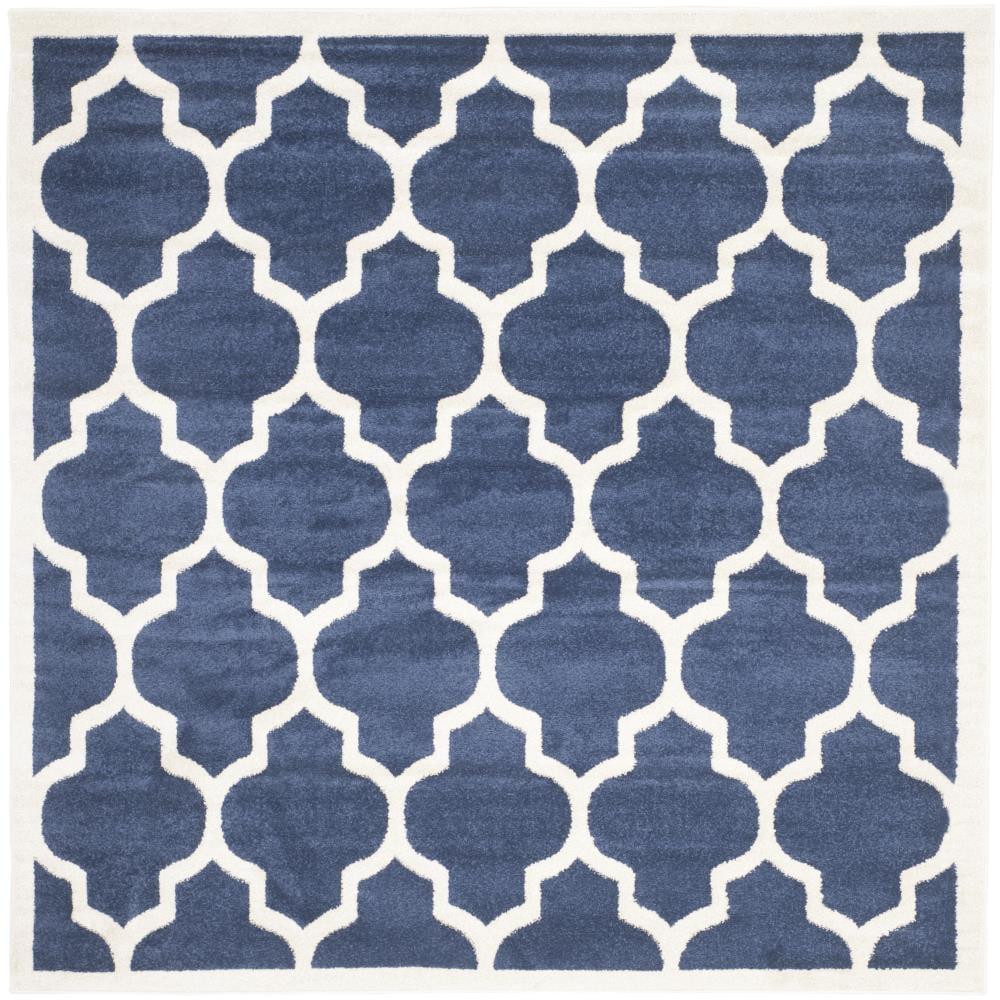 SAFAVIEH Amherst Roderick Geometric Area Rug, Navy/Beige, 5' x 5' Square