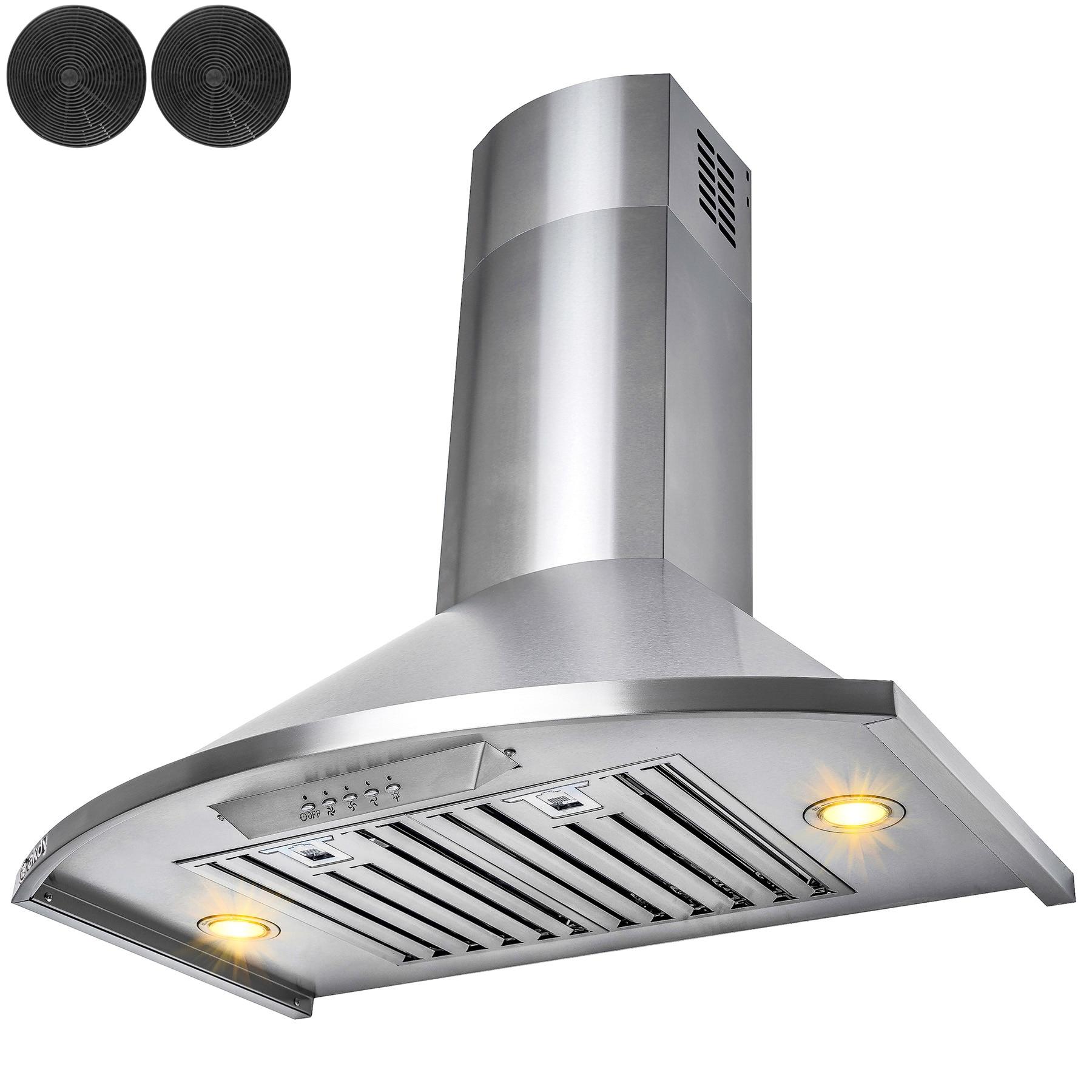 30-in Convertible 343 CFM Stainless Steel Wall Mount Range Hood with Carbon Filter