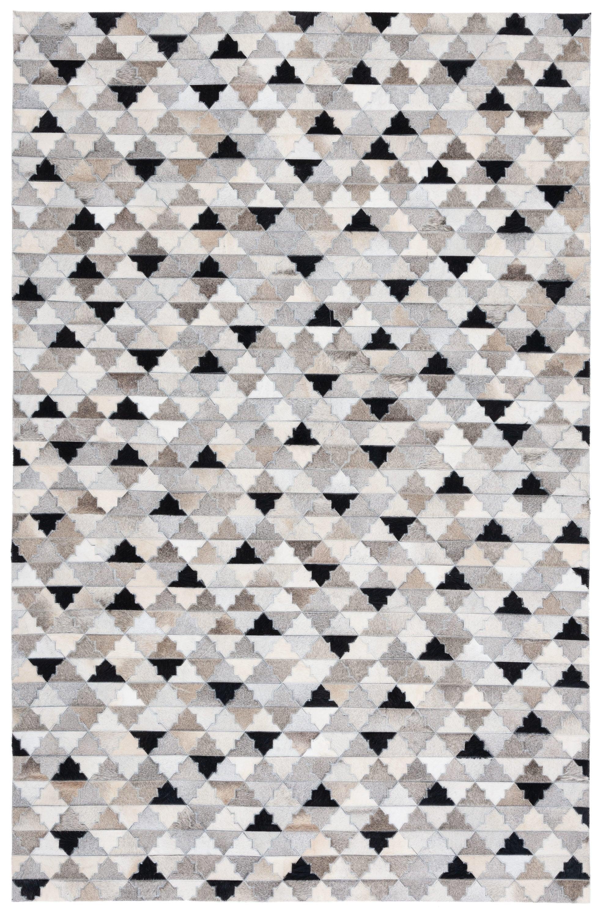 SAFAVIEH Studio Leather Calla Geometric Area Rug, Grey/Black, 4' x 6'