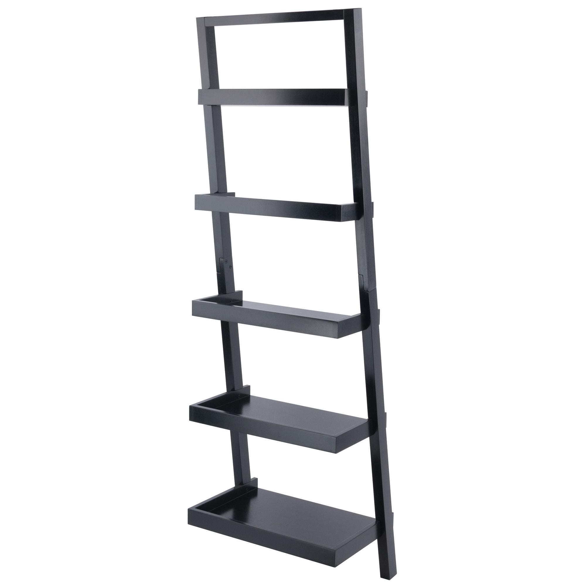 74.65" Bailey Leaning Shelf Black Finish - Winsome: 5-Tier Storage, Modern Design