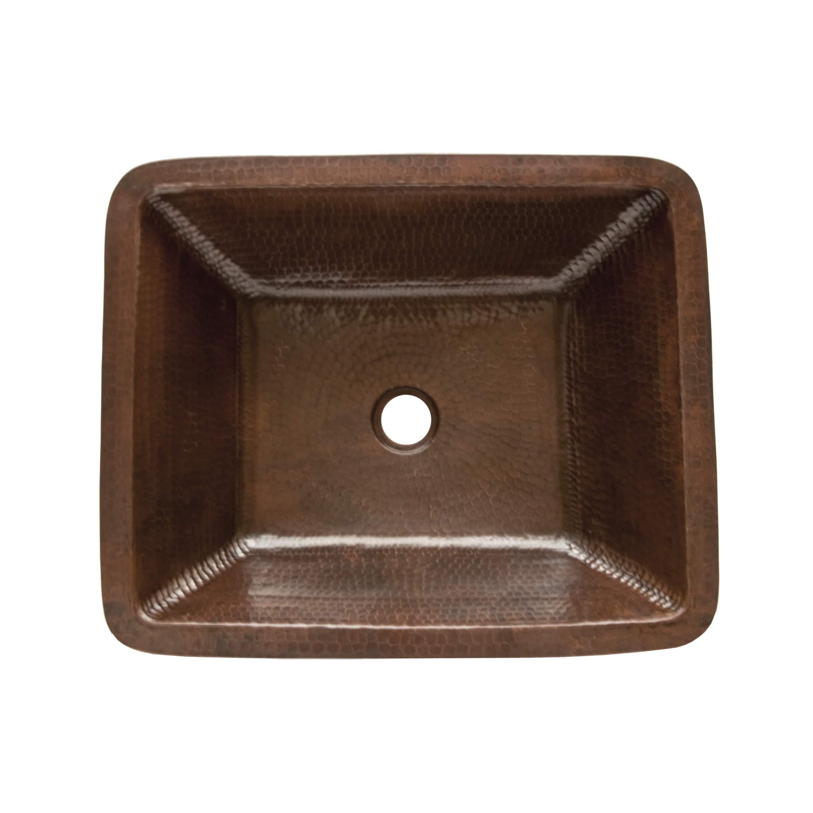 19" Rectangle Under Counter Hammered Copper Bathroom Sink