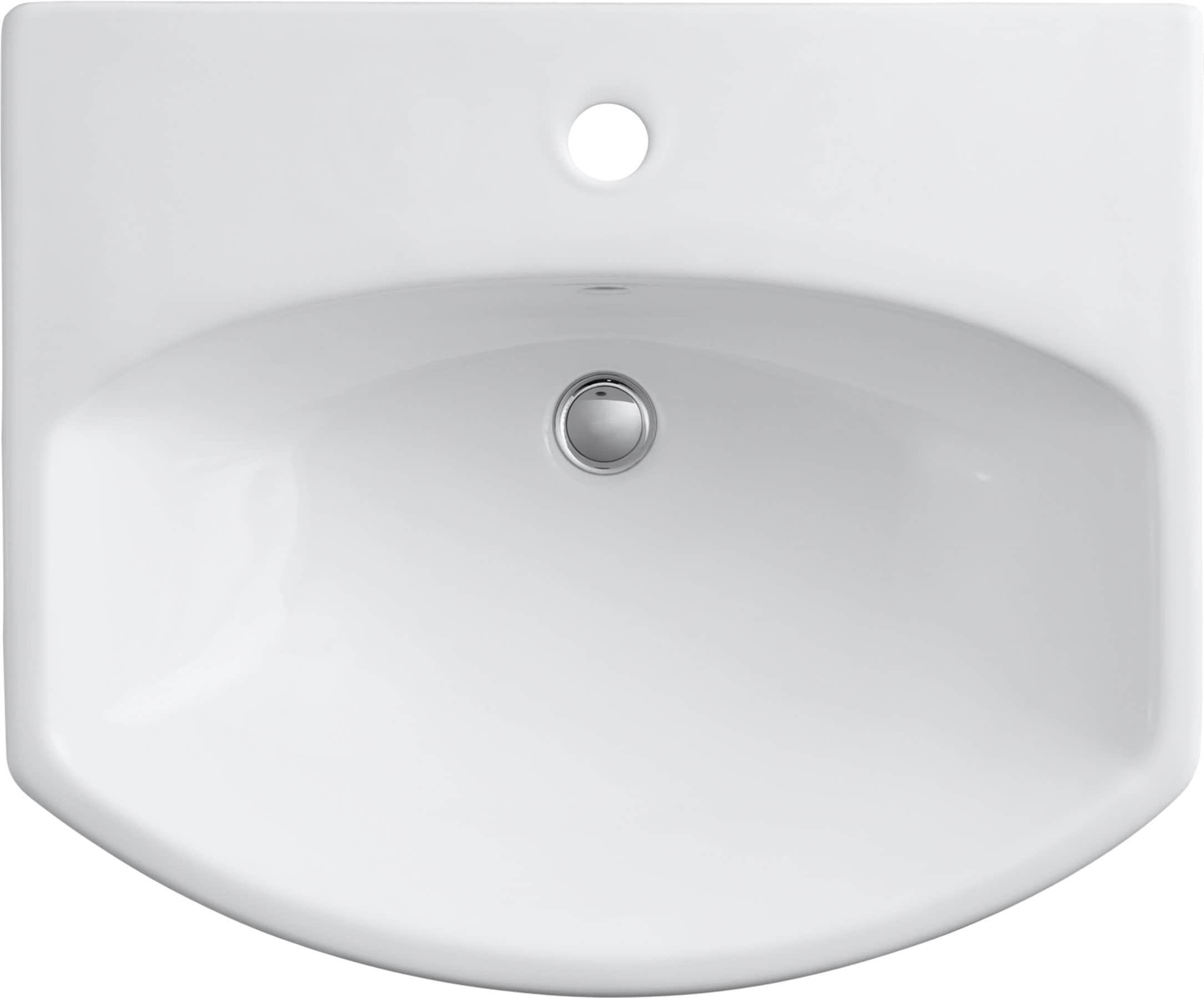 Cimarron® 26.81" Vitreous China U-Shape Pedestal Bathroom Sink with Overflow