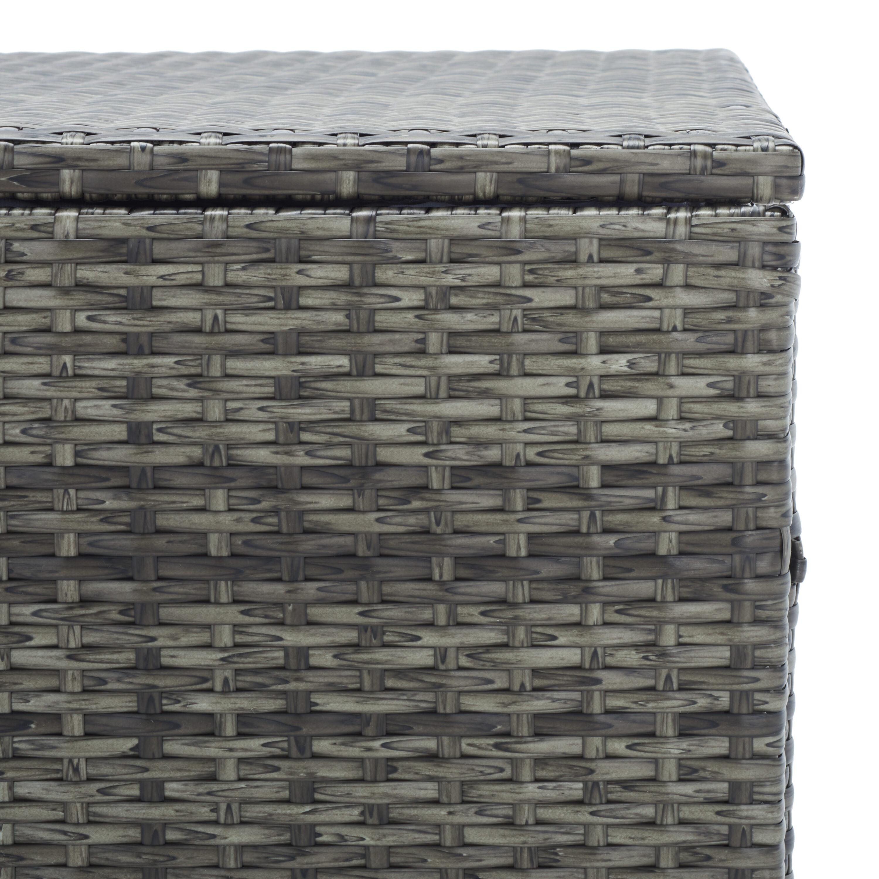 Oliveira Outdoor Cushion Deck Box - Grey Brown/White Cushion - Safavieh