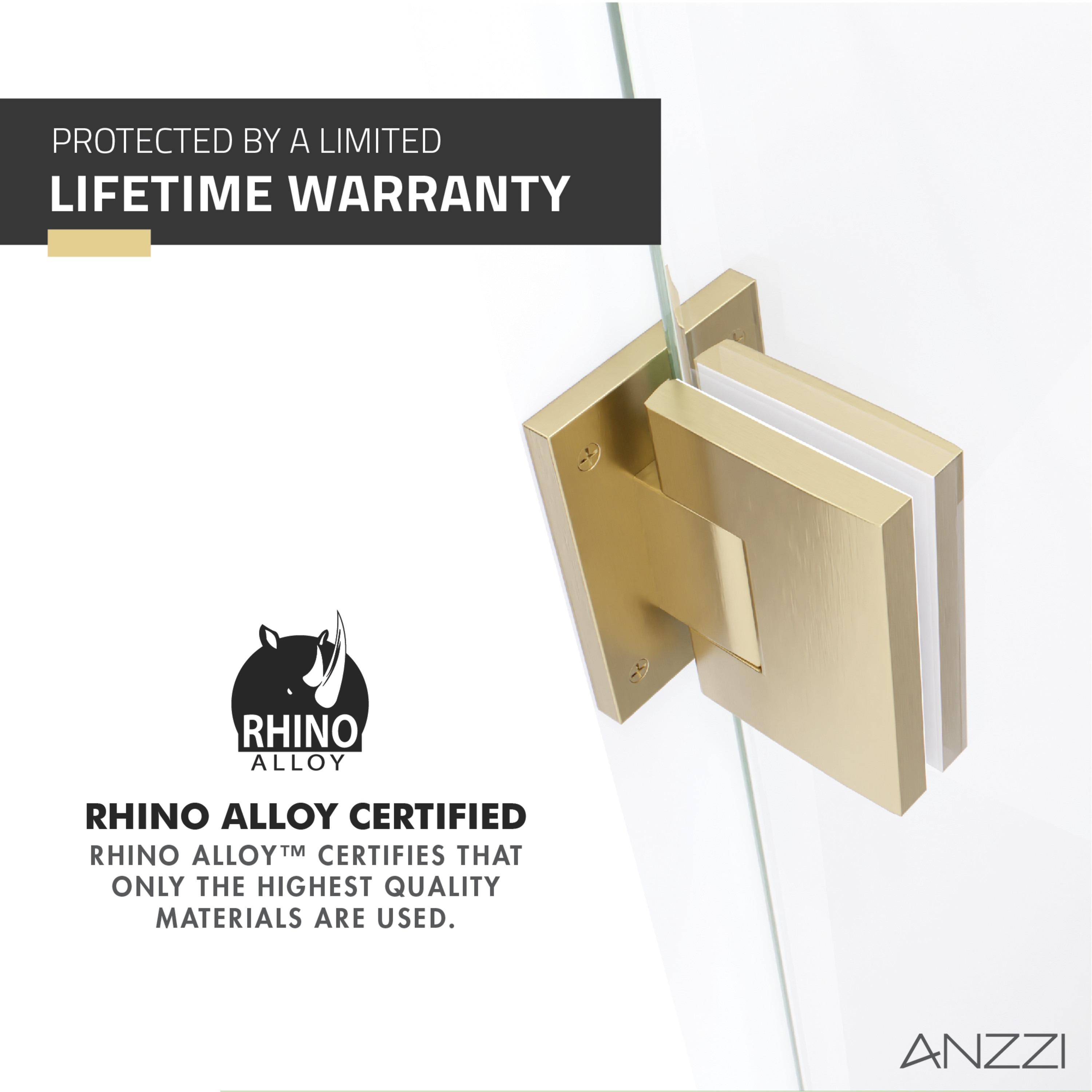ANZZI Fellow Series 30 In. X 72 In. Frameless Hinged Shower Door With Stainless Steel Handle In Brushed Gold