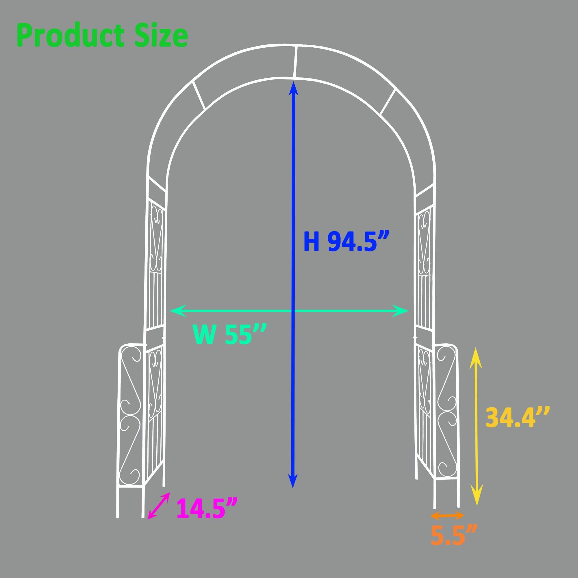 Gzxs Garden Arbor, Metal Arch Archway for Wedding Ceremony Party, Steel Garden Trellis for Plant Climbing, Christmas Holiday Patio Lawn Decorations, 55"L x 14.5"W x 94.5"H (Cream White)