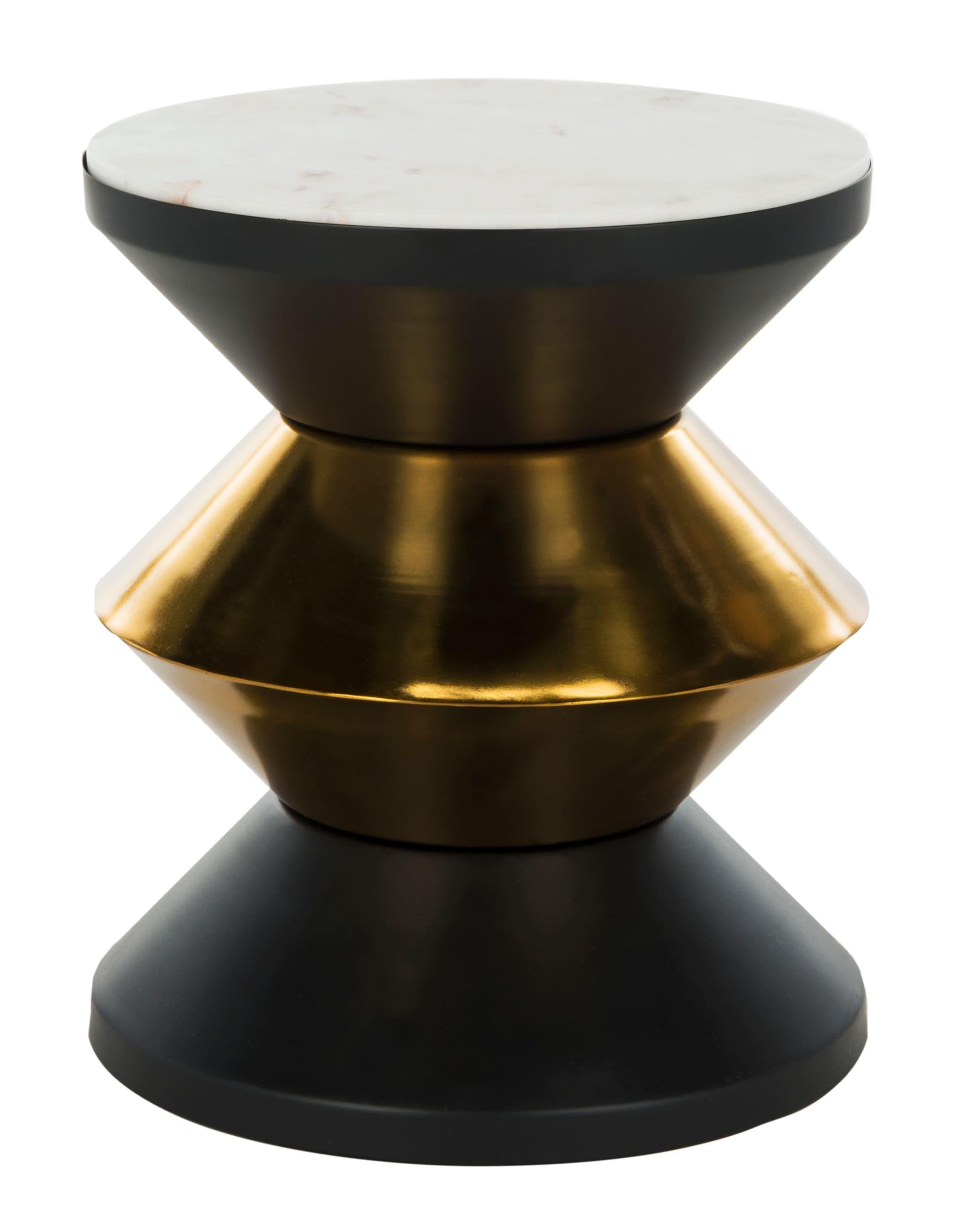 Azizi Stone Top Side Table - ACC3202A - Black/Gold - Safavieh