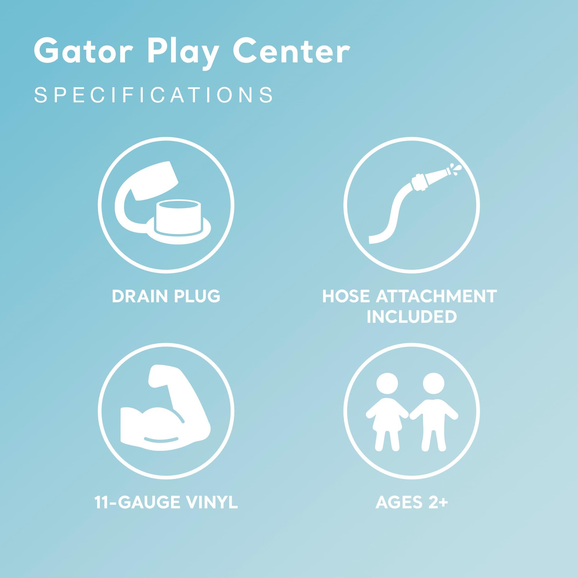 Intex 57165EP Gator 6.6ft x 5.6ft x 4in Outdoor Inflatable Kiddie Pool Water Play Center with Slide, for Toddlers Ages 2 and Up