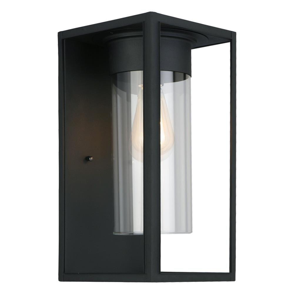1-Light Outdoor Wall Sconce Modern Dimmable LED Waterproof Indoor/Outdoor Wall Lantern with Clear Glass, Black,Matte Black
