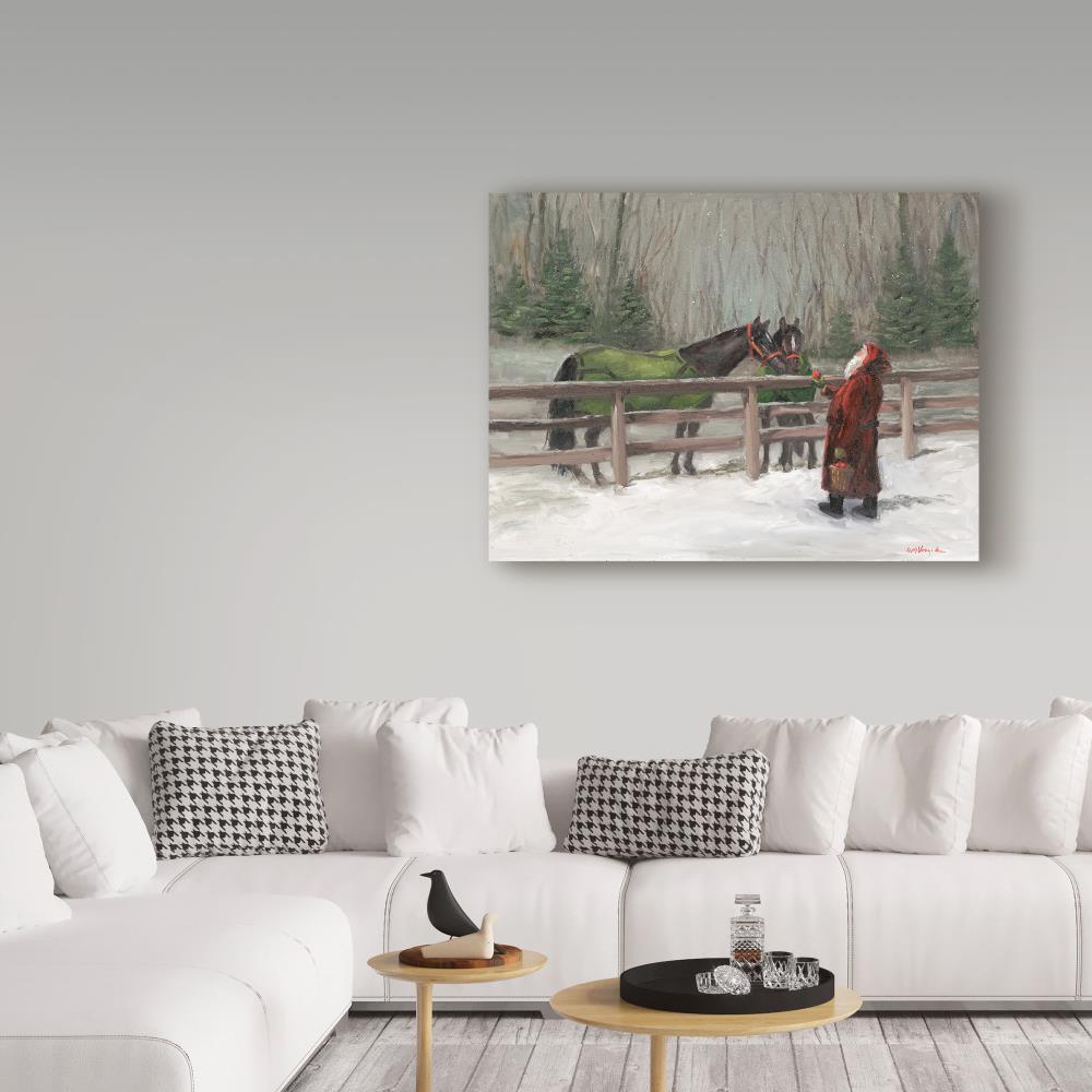 Trademark Fine Art - 18"x24" Mary Miller Veazie 'Santa With Horses' Canvas Art
