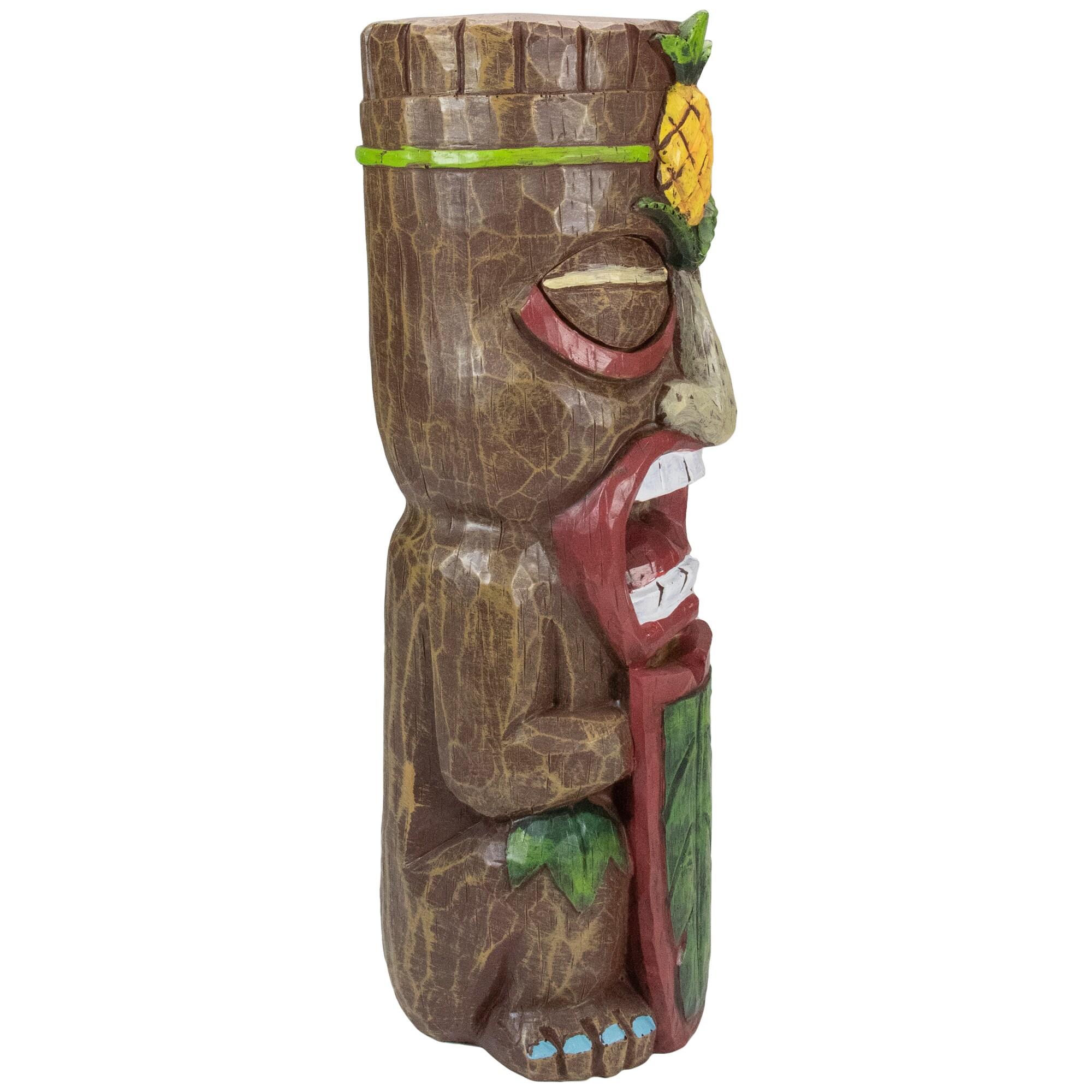 16" Solar Lighted Polynesian Outdoor Garden Tiki Statue