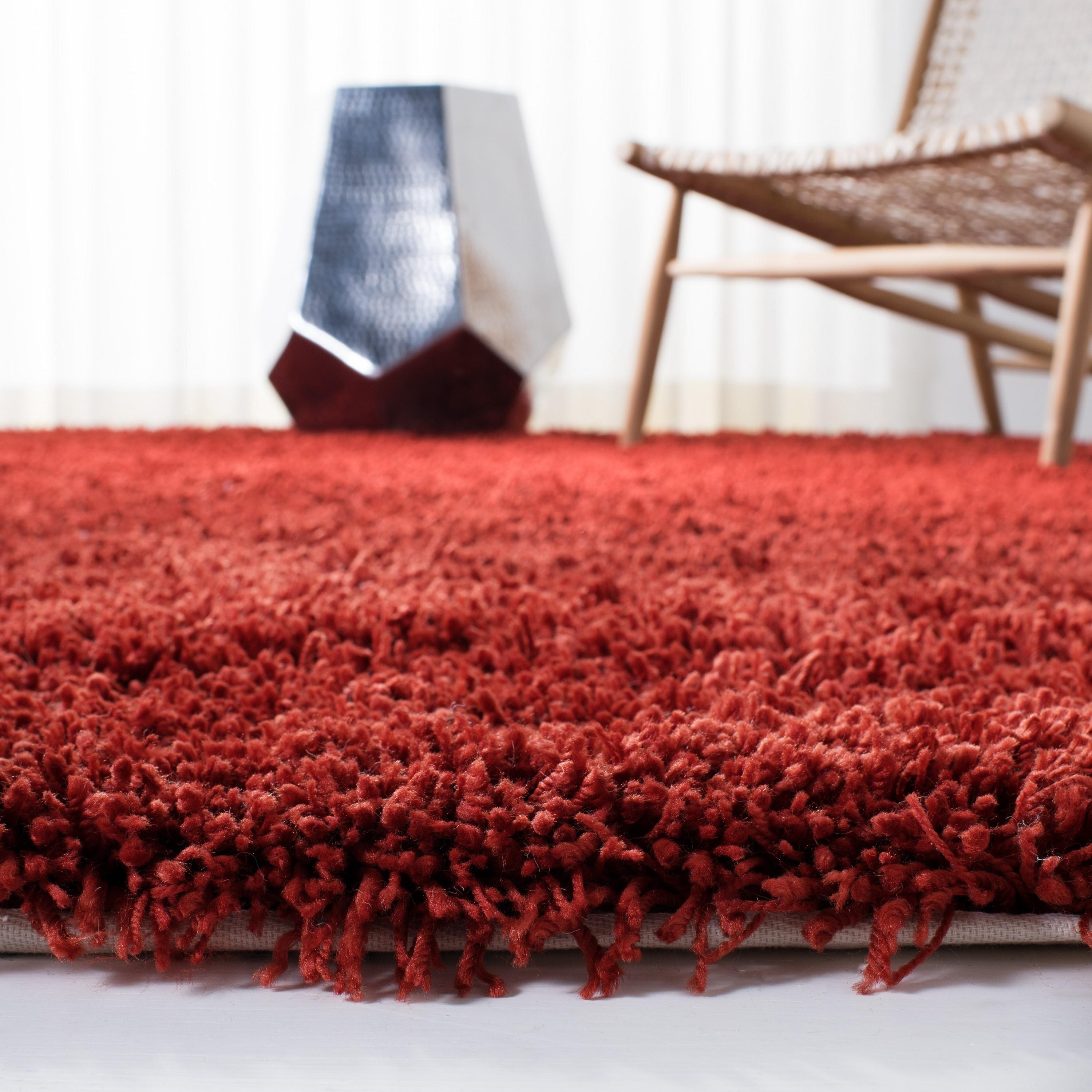 SAFAVIEH August Sophia Solid Shag Area Rug, Red, 9' x 12'