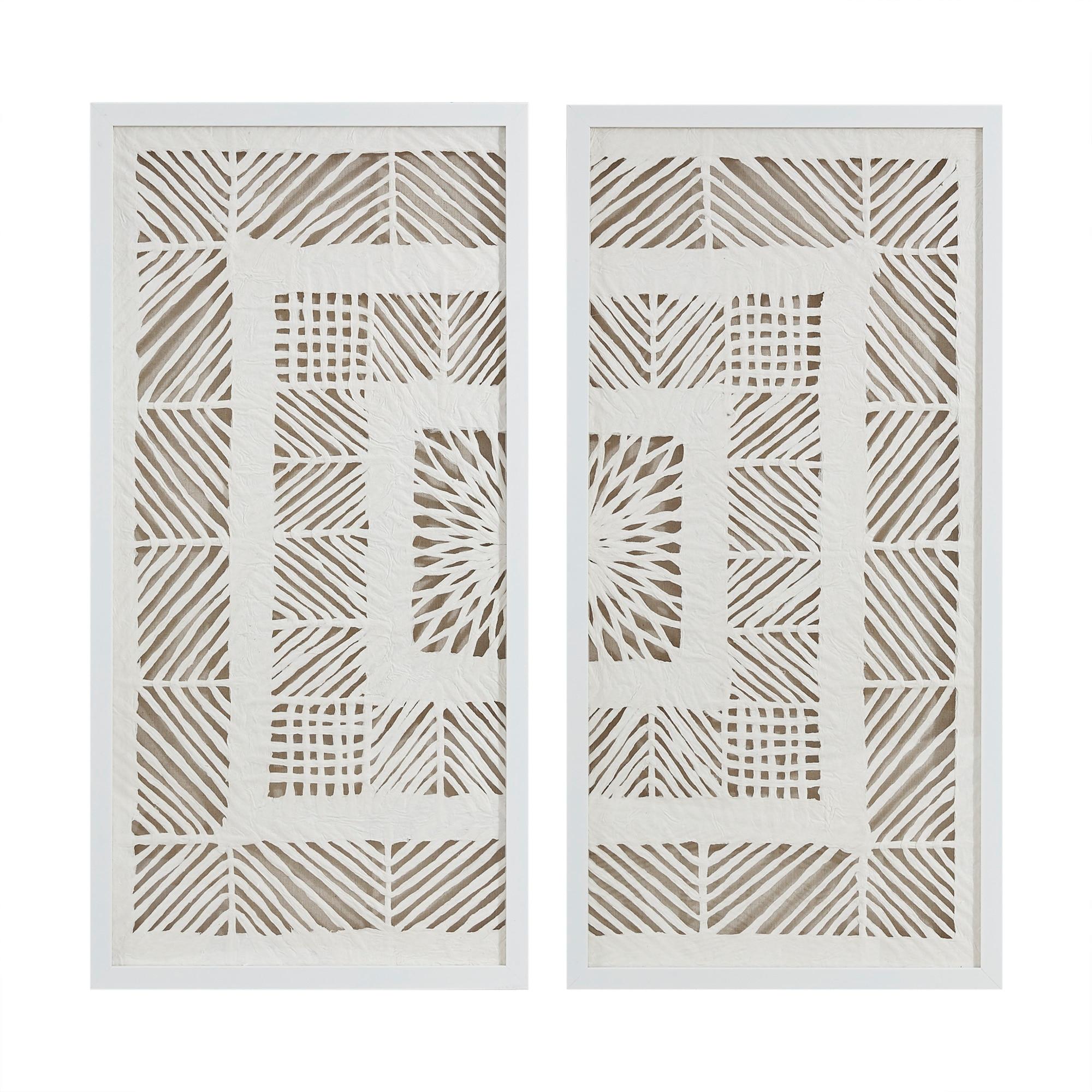 Dakota Fields Framed Geometric Rice Paper Panel Shadowbox Wall Décor (Set of 2)