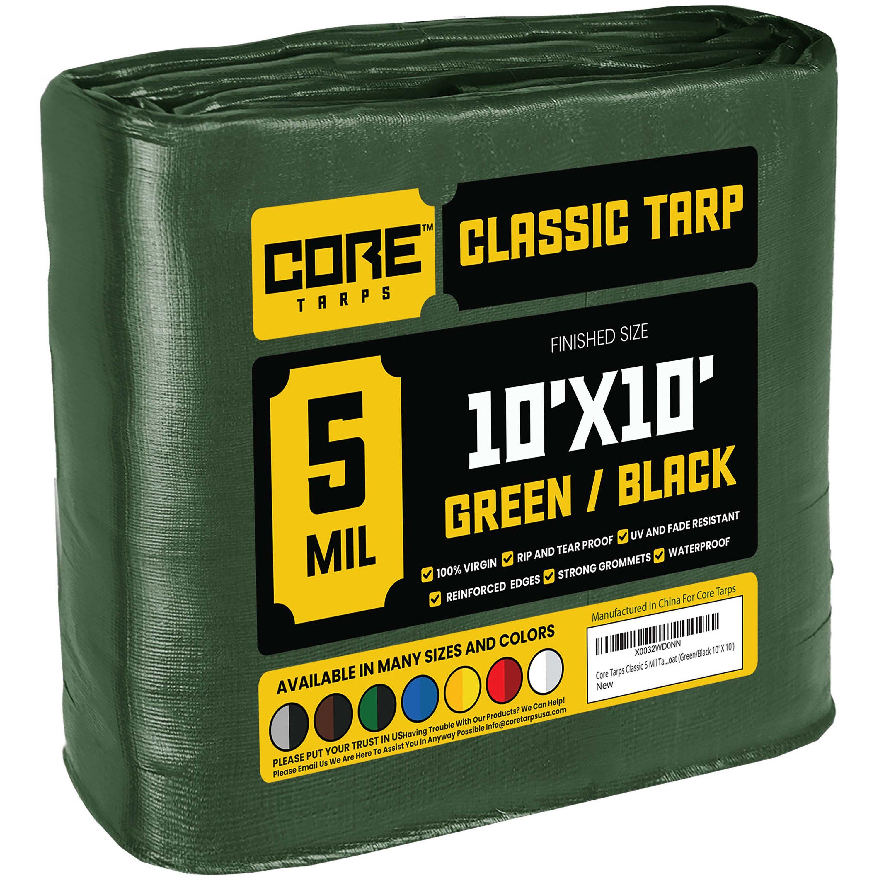 Core Tarps 5 Mil Heavy Duty Polyethylene Tarp, Waterproof, UV Resistant