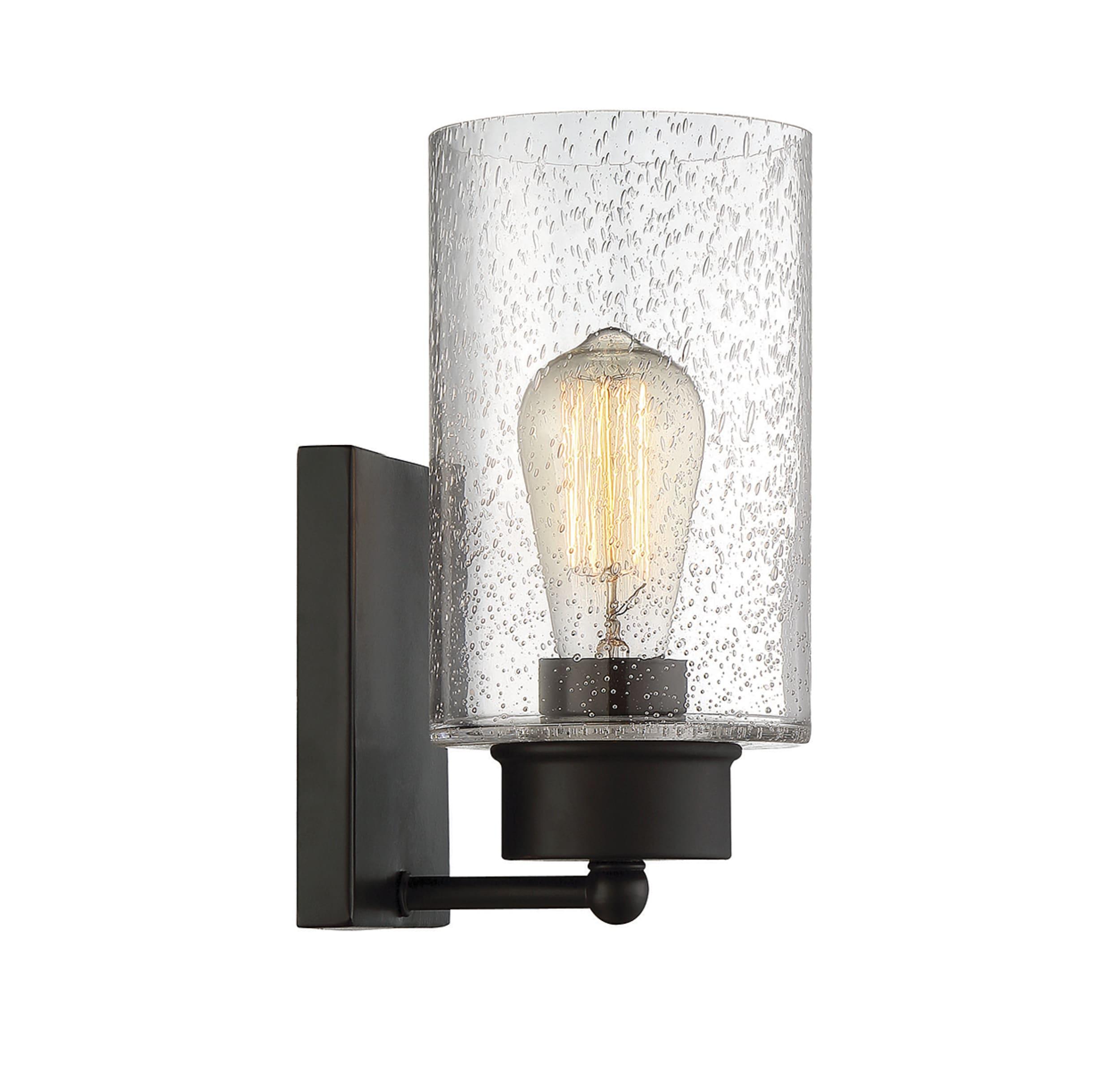 Elegant Outdoor 1-Light Oil Rubbed Bronze Wall Sconce with Clear Seeded Glass