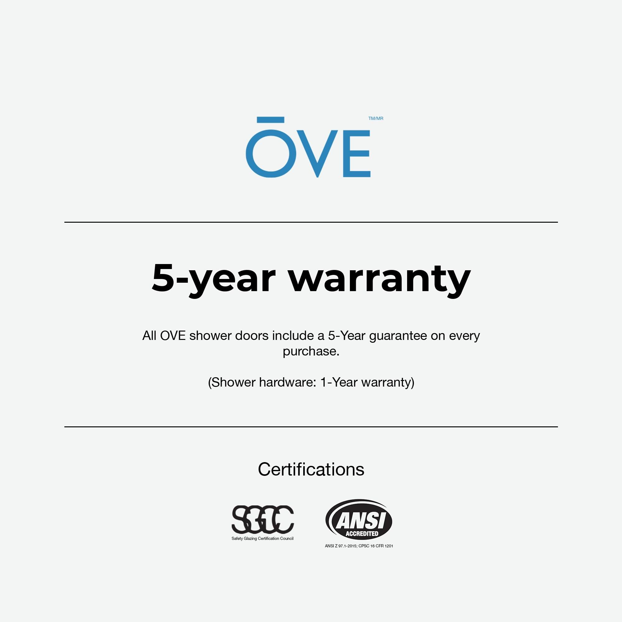 OVE Decors Pasadena 39 7/16 To 41 3/8 In. W X 72 In. H Alcove Frameless Pivot Shower Door