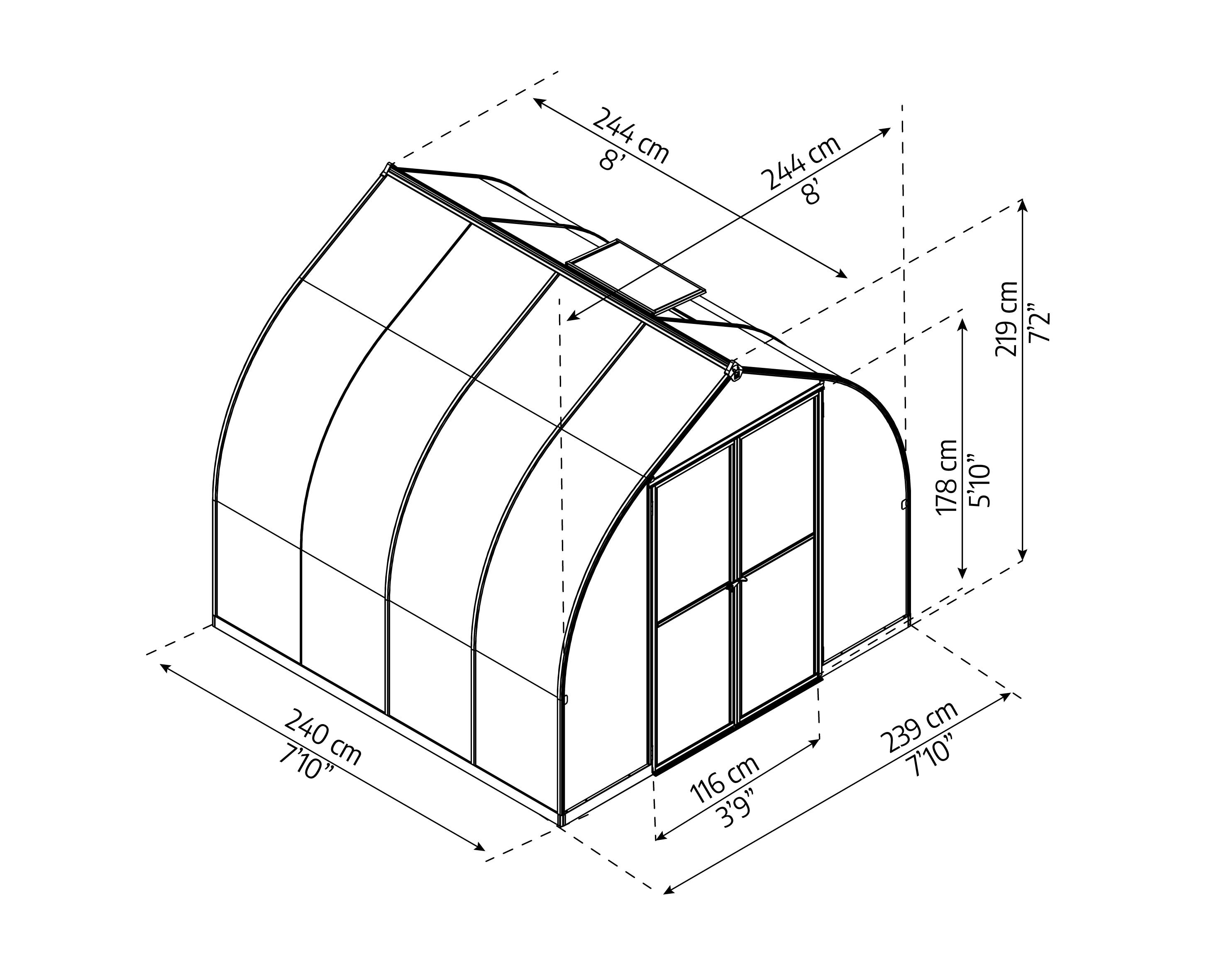 Palram - Canopia Bella 8 ft W Greenhouse