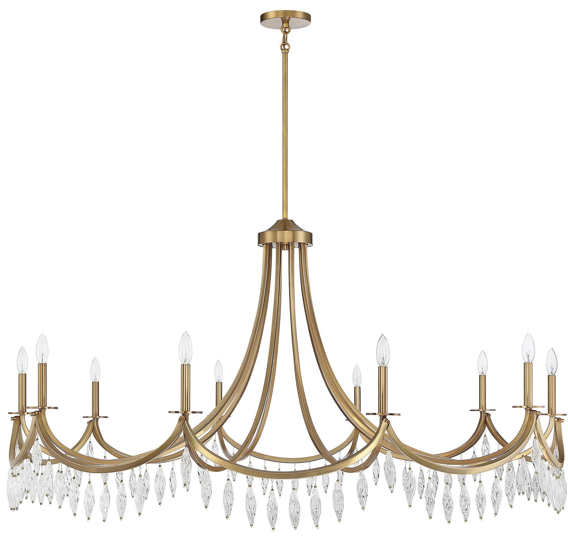 Vintage Glam Warm Brass Crystal 10-Light Chandelier
