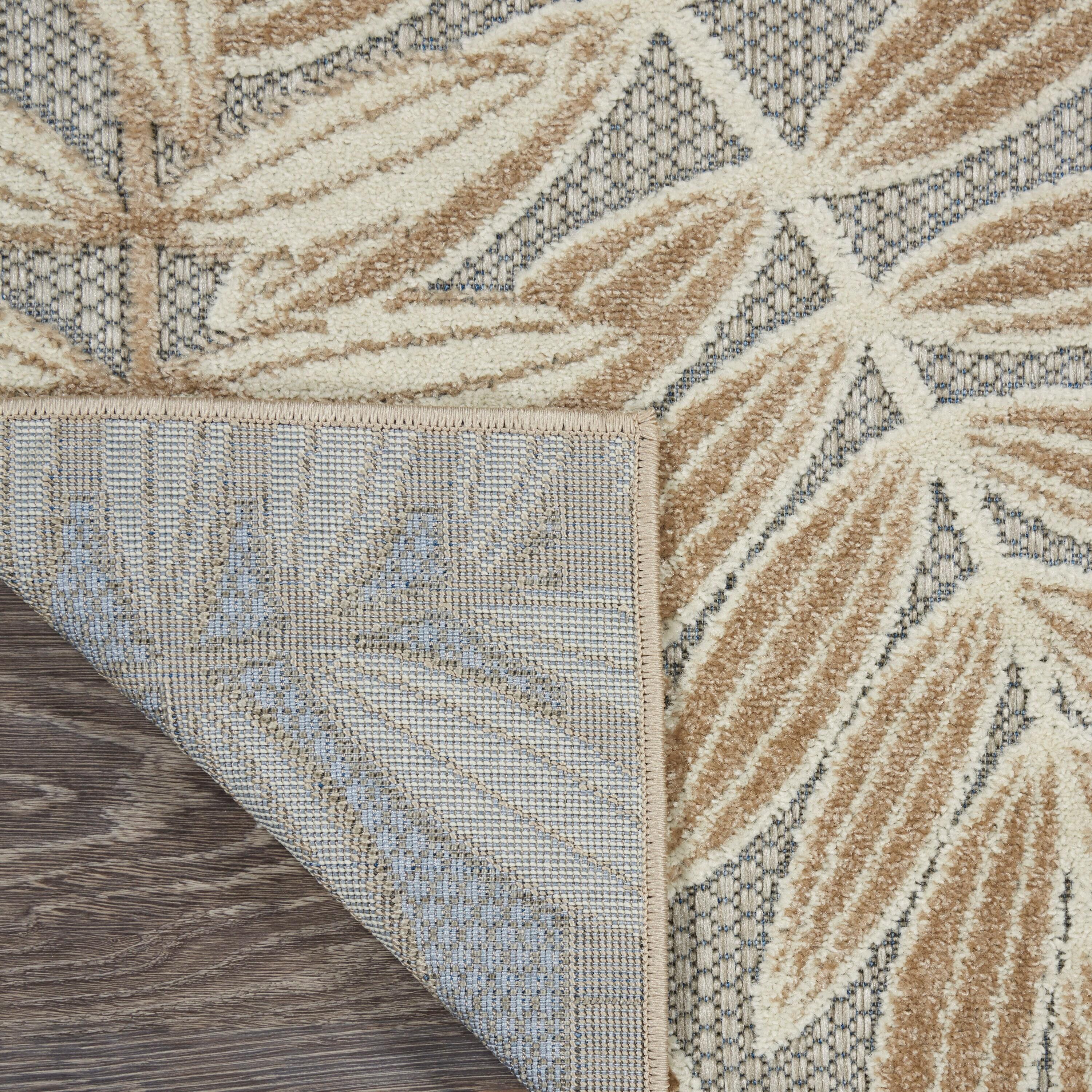 Nourison Aloha Floral Leaf Flatweave High-Low Indoor Outdoor Area Rug Natural 3'6" x 5'6"