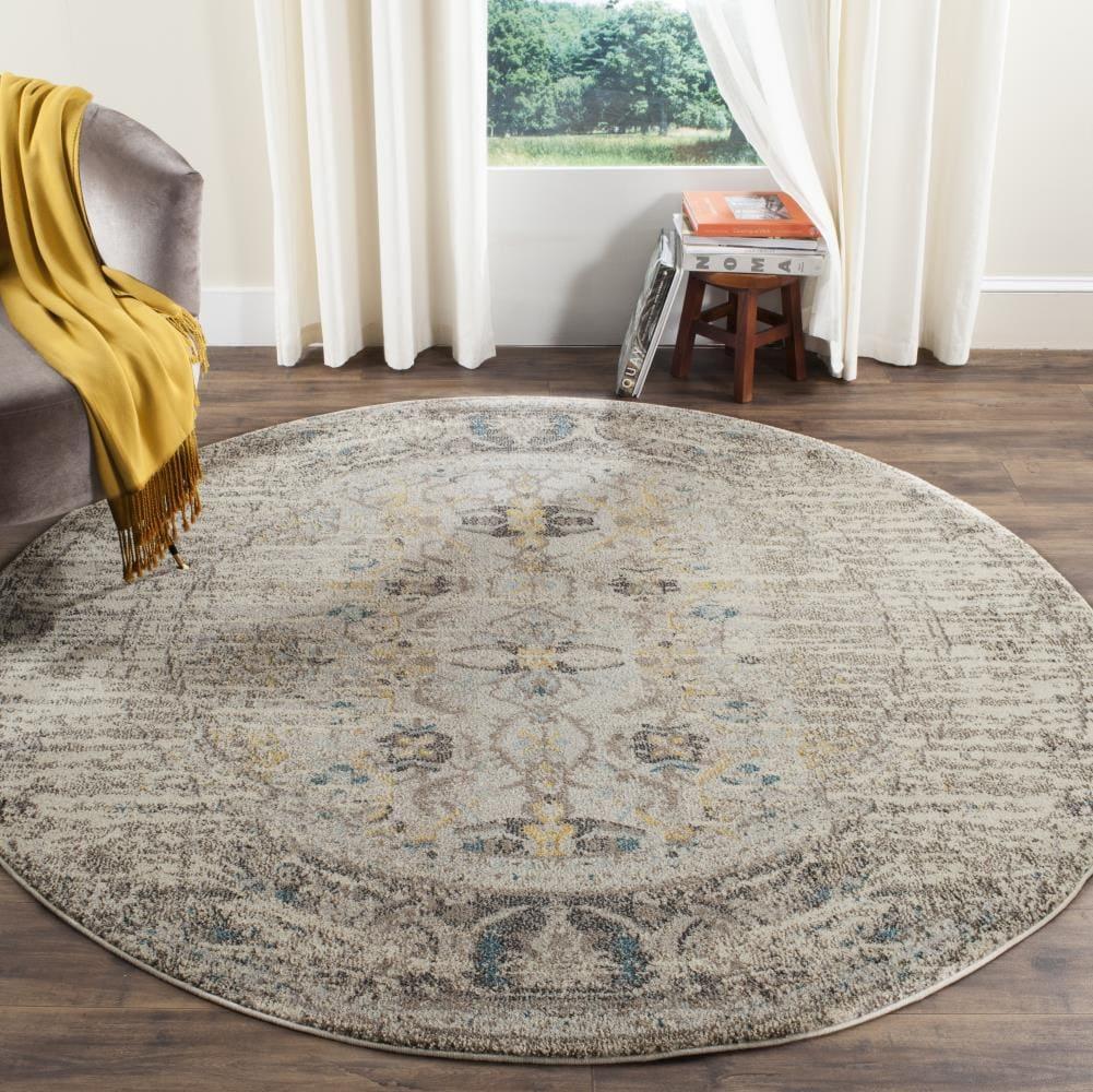 Monaco MNC209 Power Loomed Indoor Area Rug - Grey/Multi - 9' Round - Safavieh.
