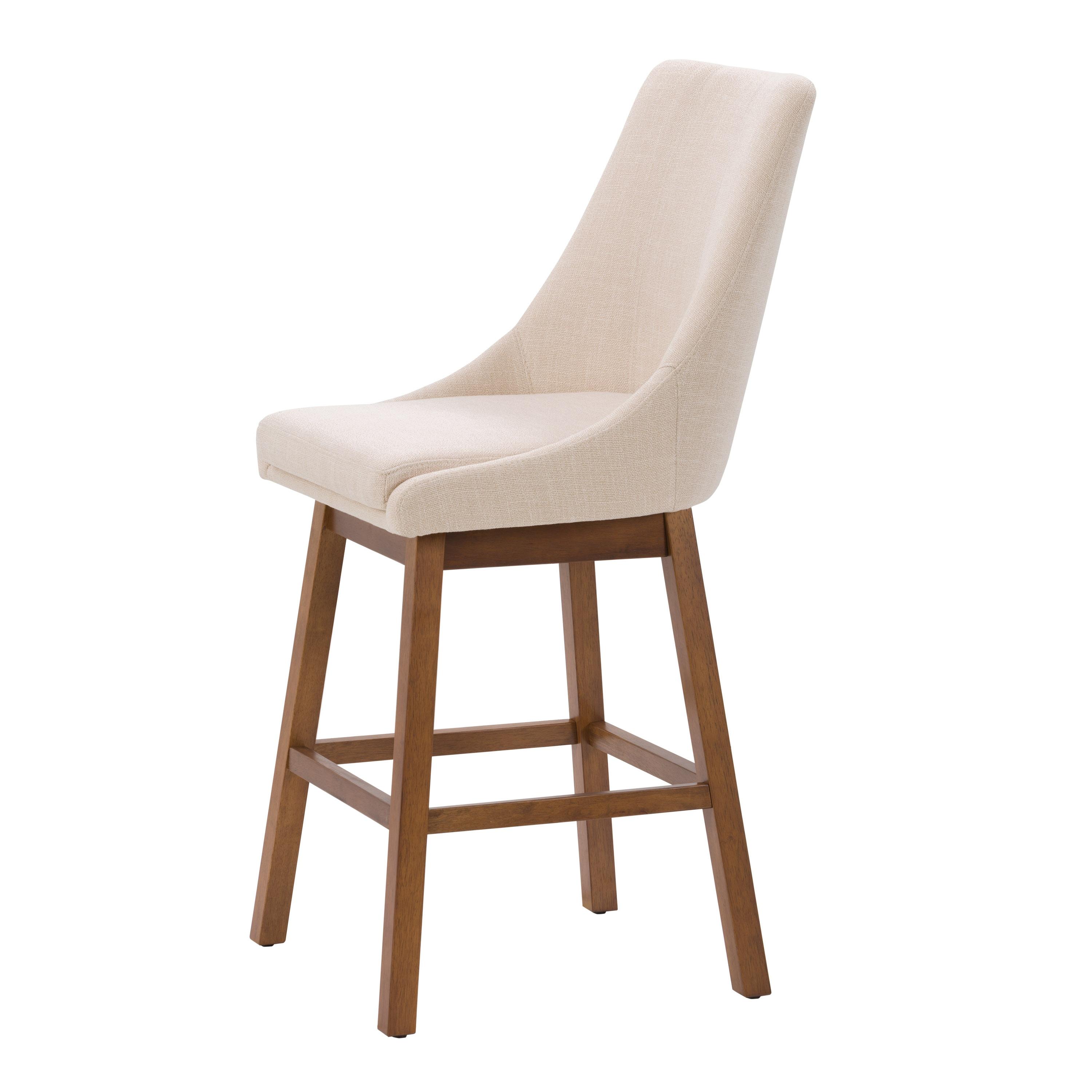 Set of 2 Boston Formed Back Fabric Barstools Beige - CorLiving: Counter Height, Upholstered, Rubberwood Legs