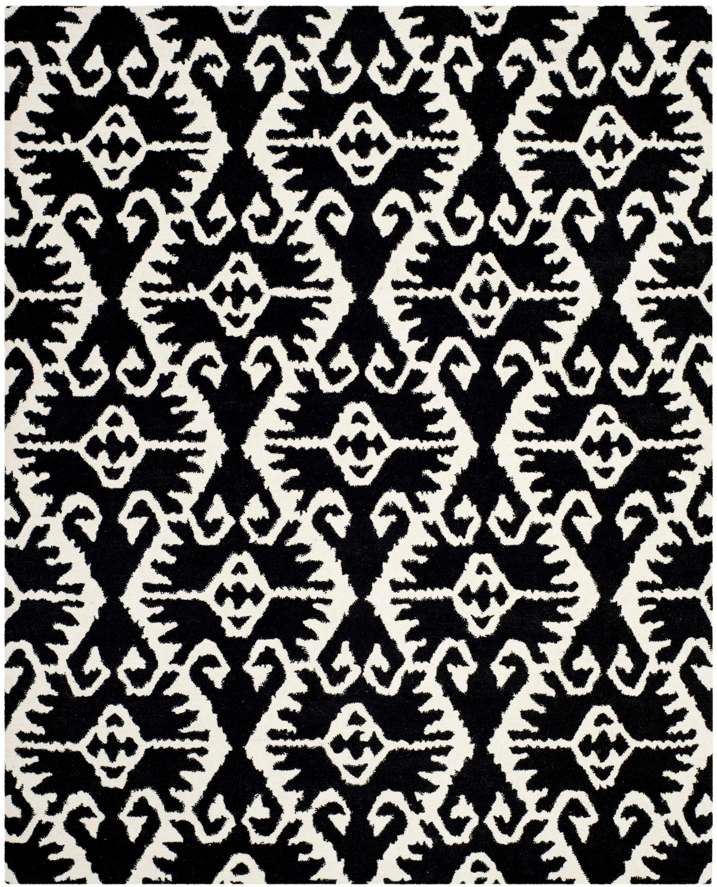 SAFAVIEH Wyndham Dzvonko Southwestern Wool Area Rug, Black/Ivory, 8' x 10'