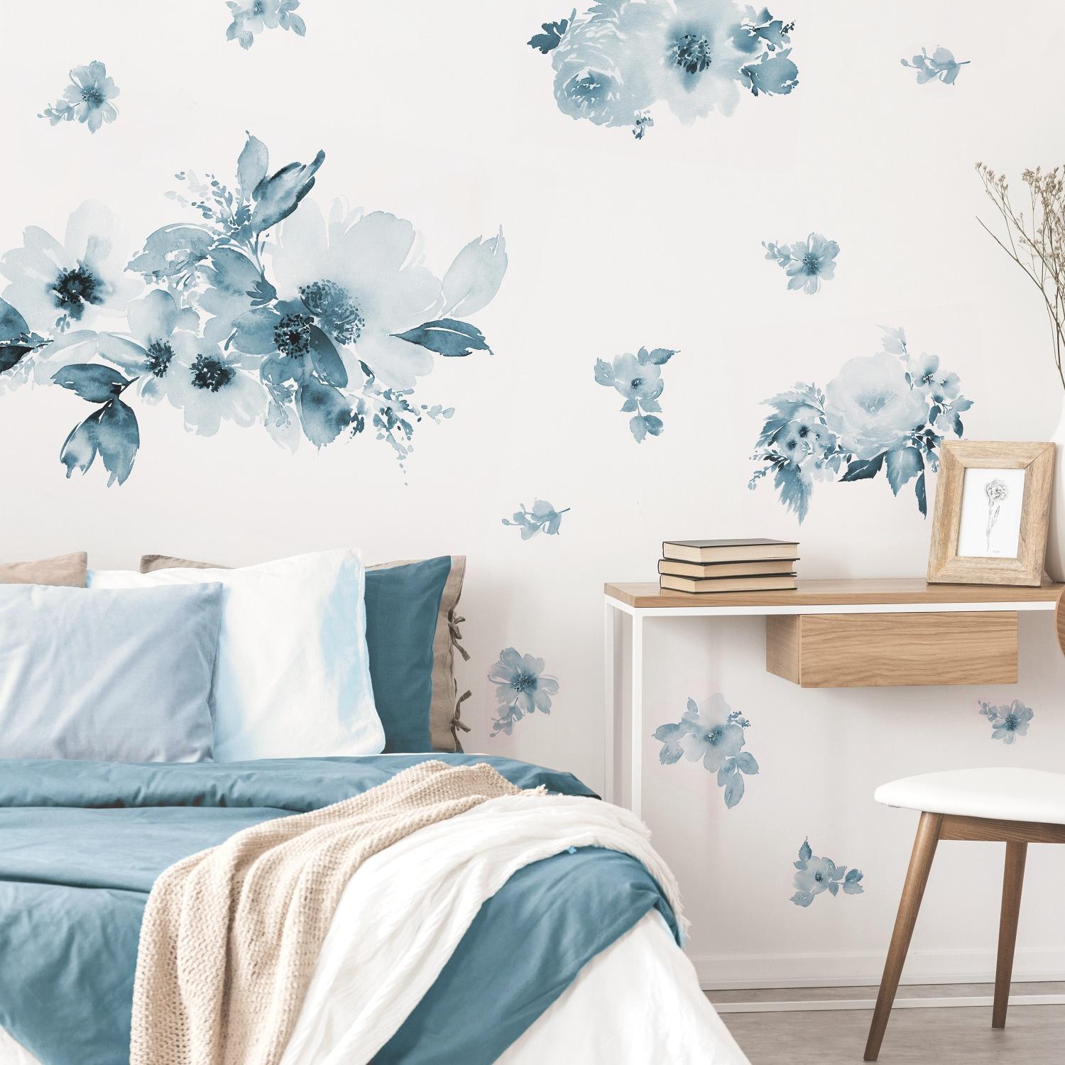 Floral Peel and Stick Giant Wall Decal - RoomMates: Repositionable Vinyl Botanical Stickers, Self-Adhesive Decor