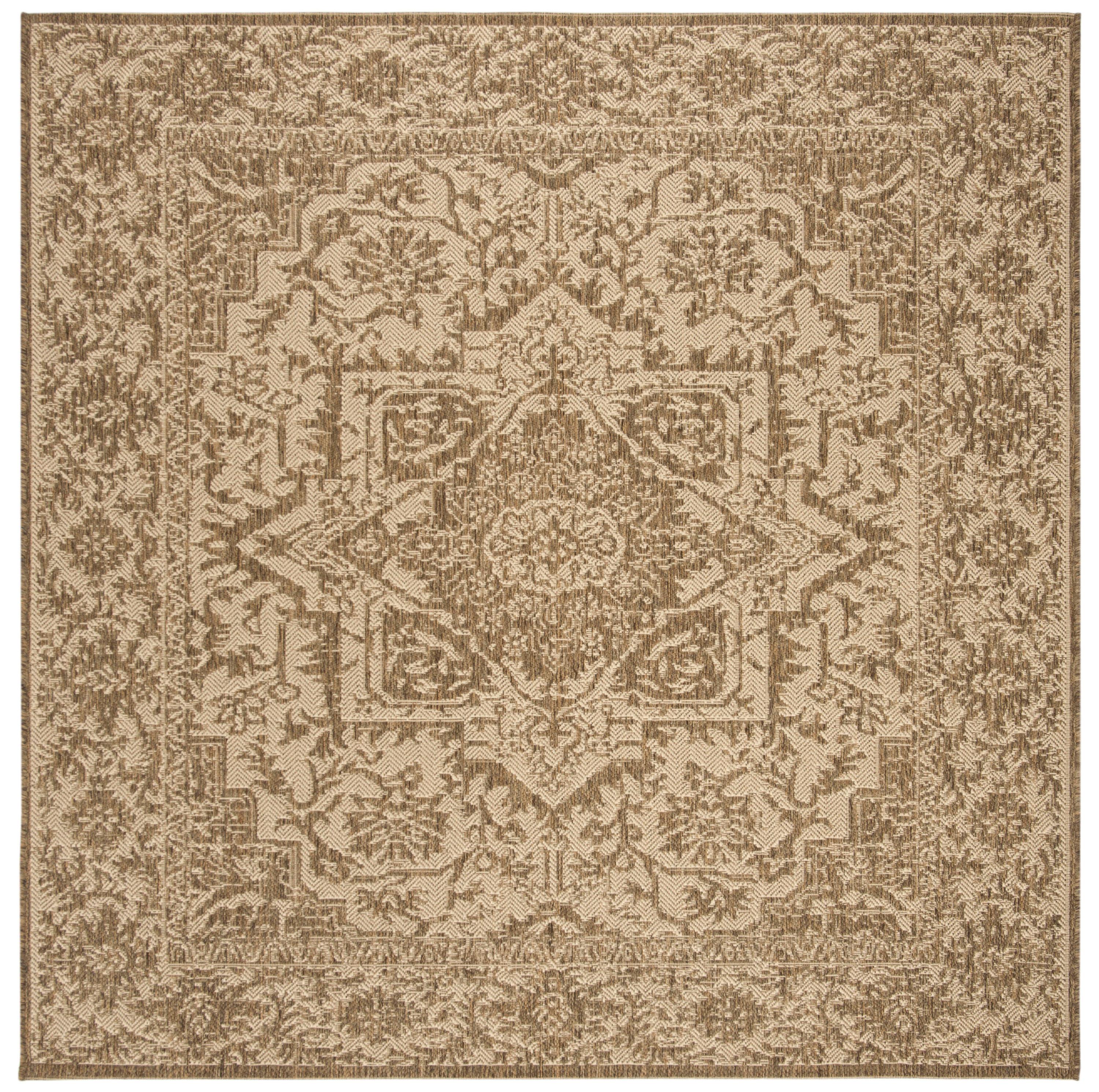 Beach House BHS139 Power Loomed Indoor/Outdoor Area Rug - Cream/Beige - 6'7"x6'7" - Safavieh