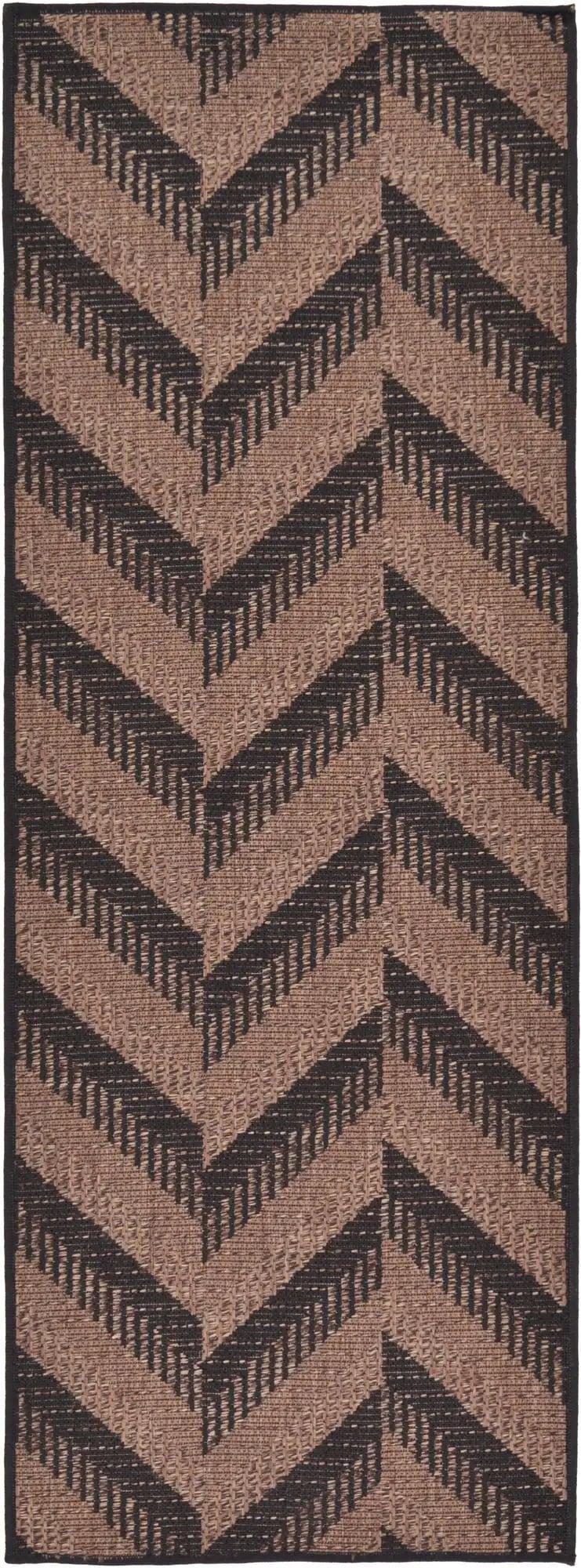 Unique Loom 2' 2 x 6' 0 Runner Brown Outdoor Modern Chevron Area Rug