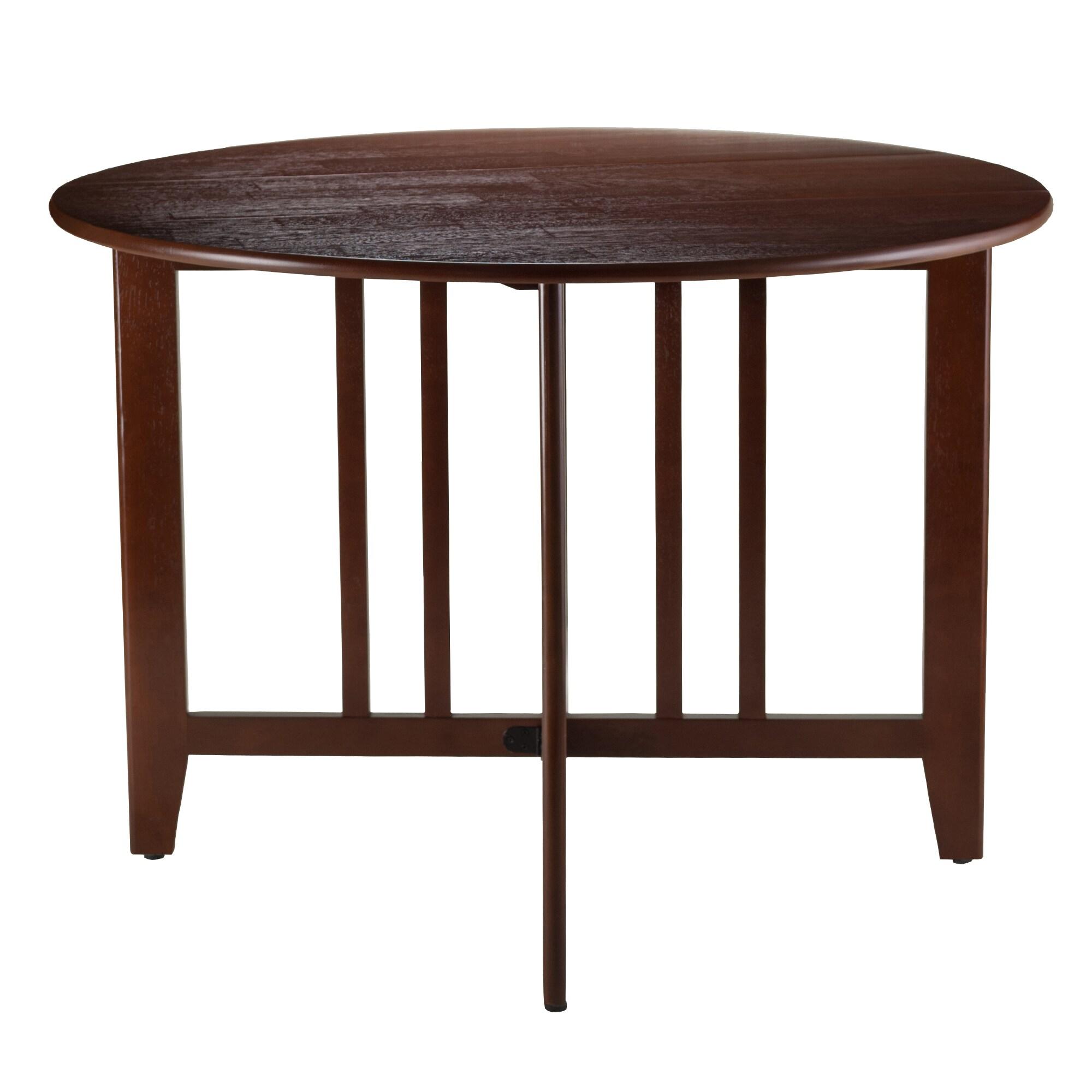42" Alamo Round Double Drop Leaf Dining Table Wood/Walnut - Winsome: Hardwood Frame, Seats 4, Criss Cross Base
