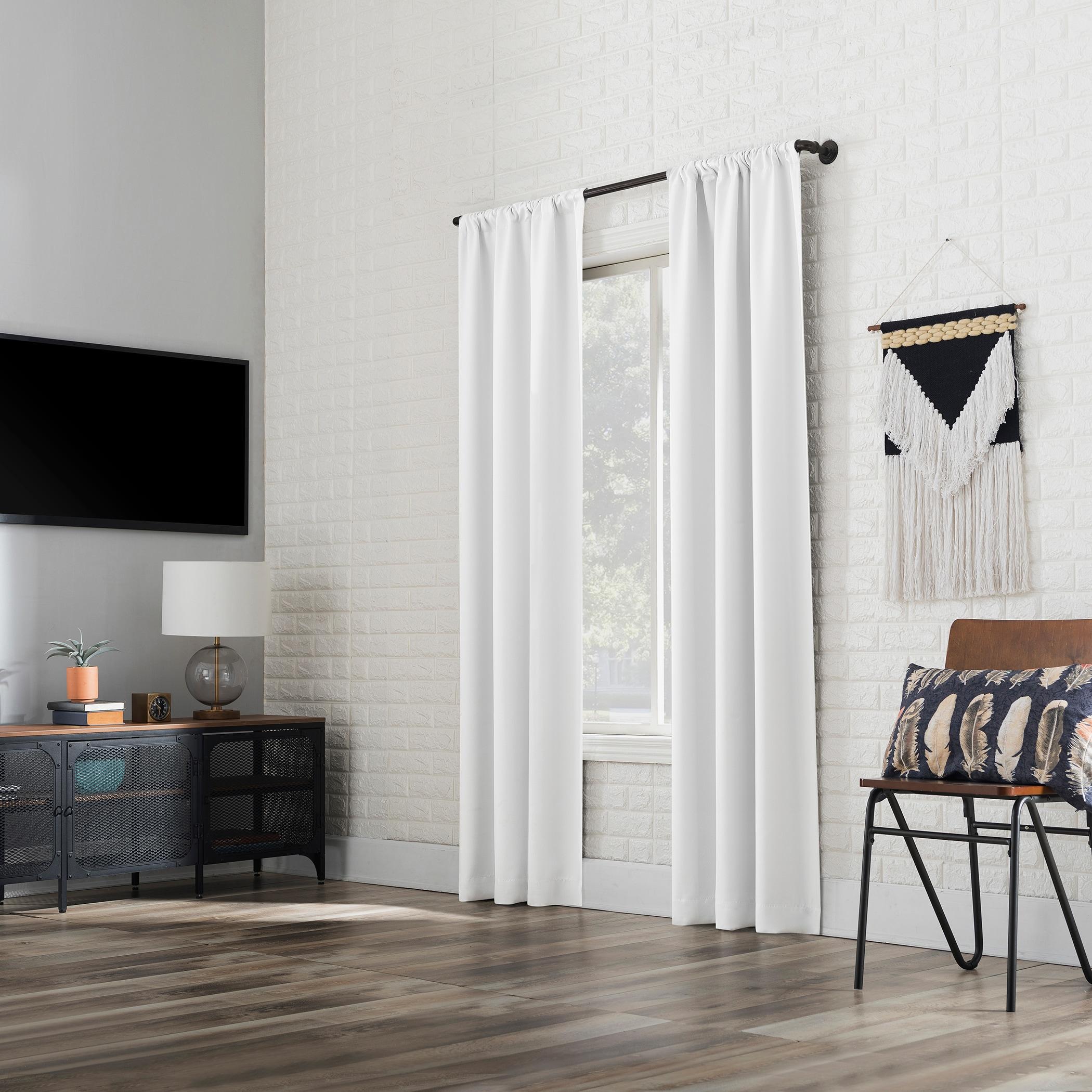 40"x63" Sun Zero Blackout Bergen Rod Pocket Curtain Panel White: Energy Efficient, Noise Reduction, Thermal Insulated