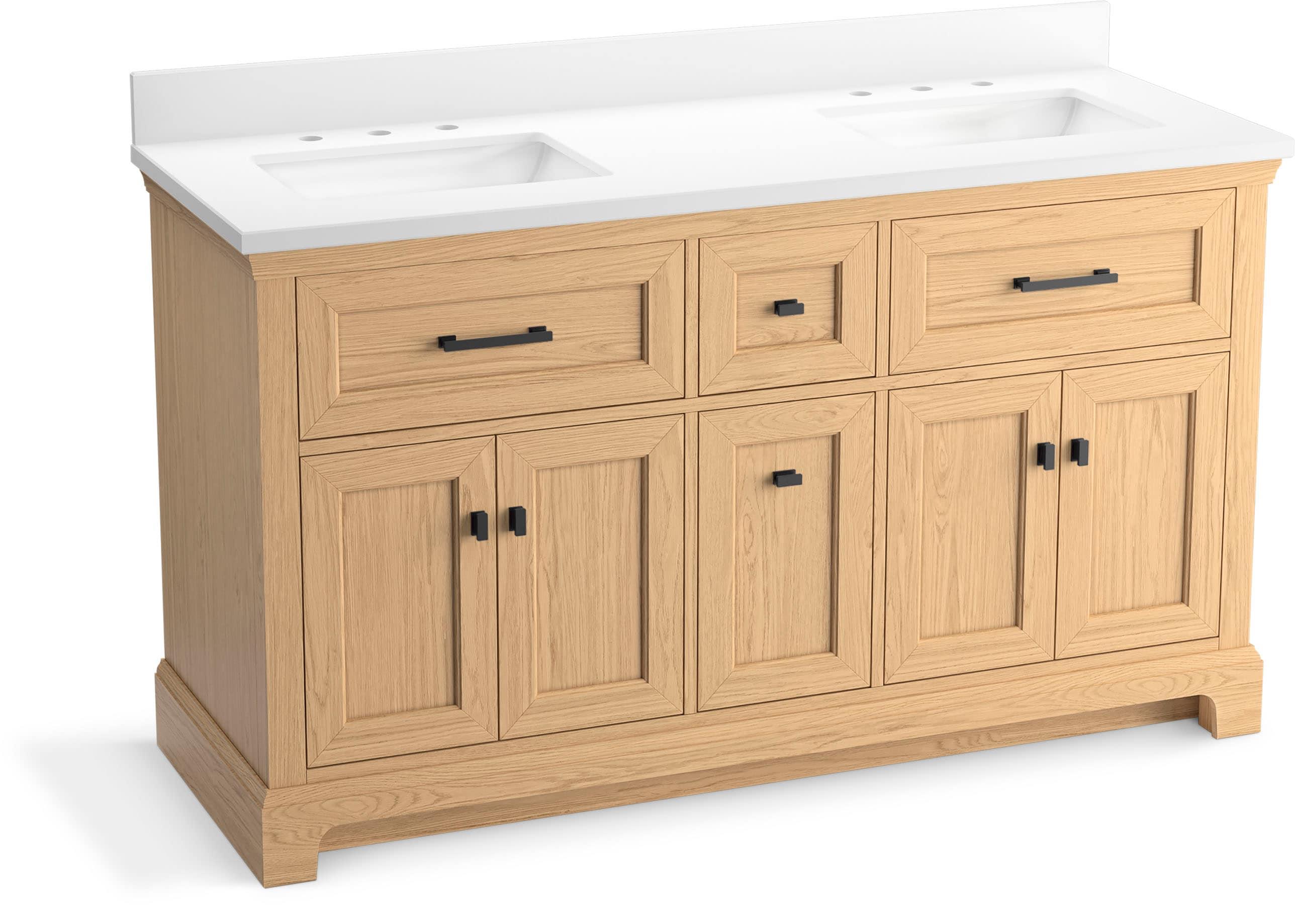 Charlemont 60 In. Bathroom Vanity Cabinet With Sinks And Quartz Top