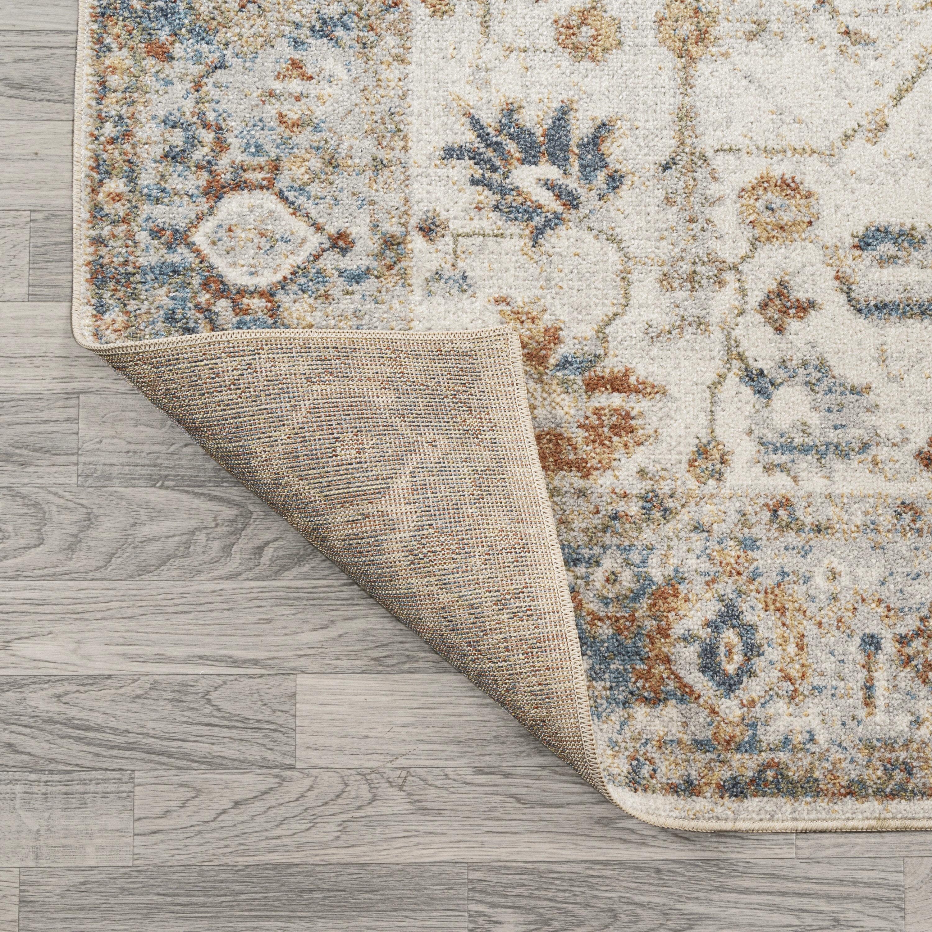 JONATHAN Y Hiero Persian Border Low-Pile Machine-Washable Cream/Terra 5 ft. x 8 ft. Area Rug