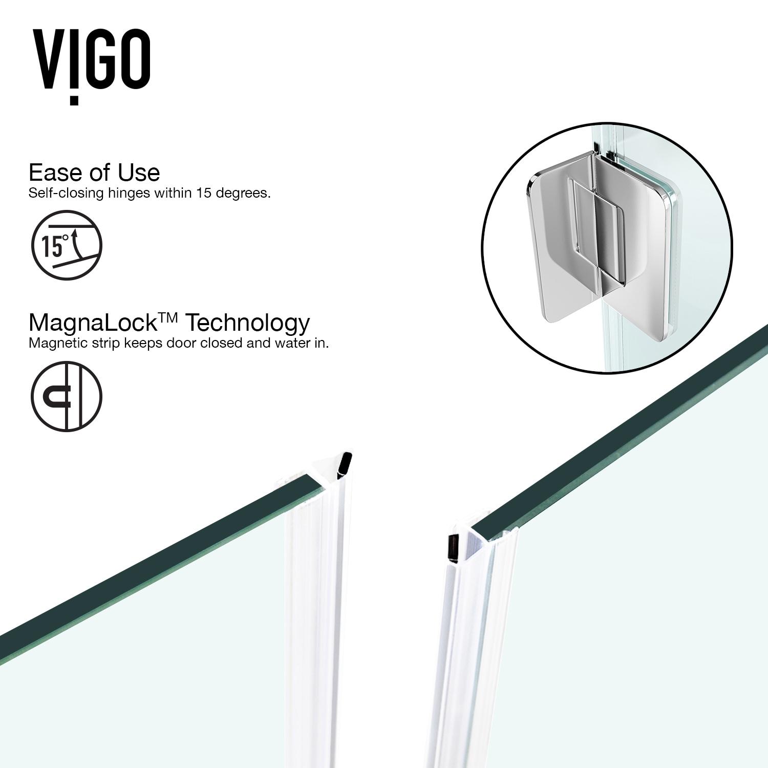Piedmont 36" W x 36" D x 73" H Hinged Frameless Shower Enclosure with 3/8Clear Glass