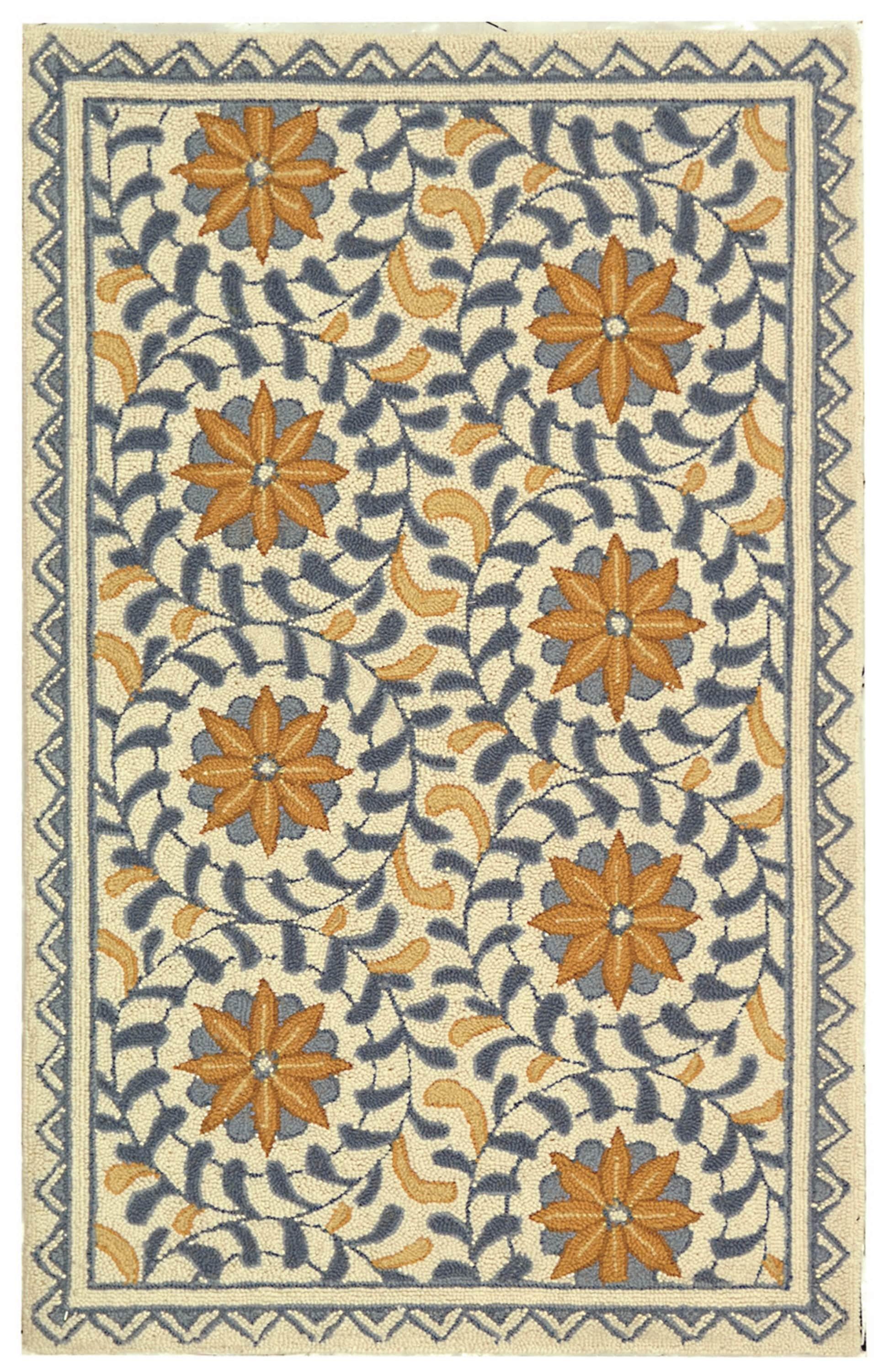 Chelsea HK150A Hand Hooked Accent Rug - Ivory/Blue - 2'6"x4' - Safavieh.