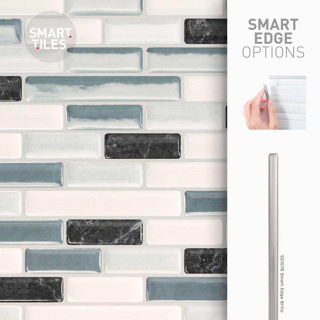 Smart Tiles Muretto Brina 4pk Peel and Stick 3D Backsplash: Vinyl Tile Paper for Kitchen & Bathroom Vanity, Washable Surface
