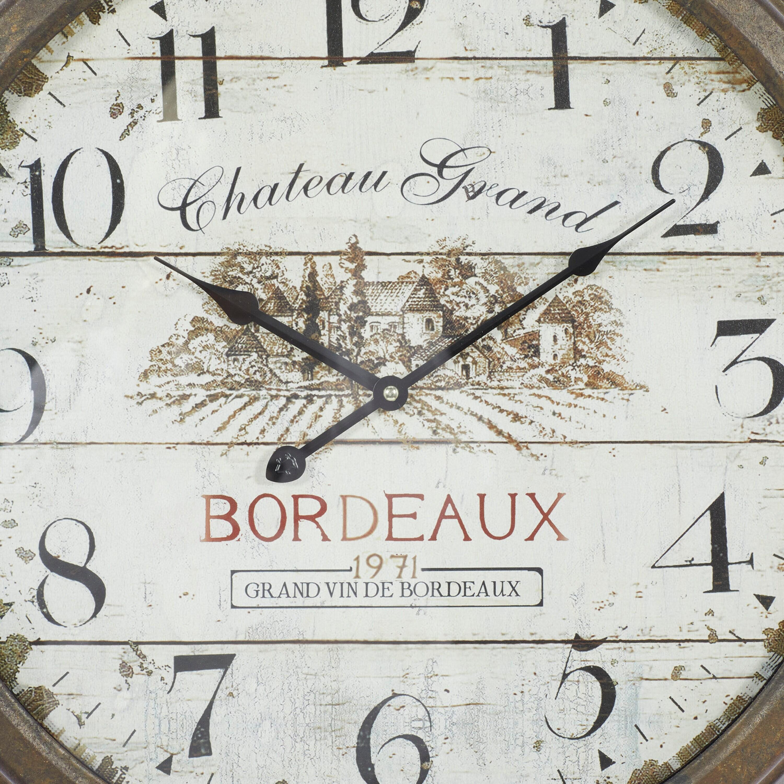 23"x23" Metal Wall Clock with Bordeaux Brown - Olivia & May: Silent Quartz, Vintage Decor