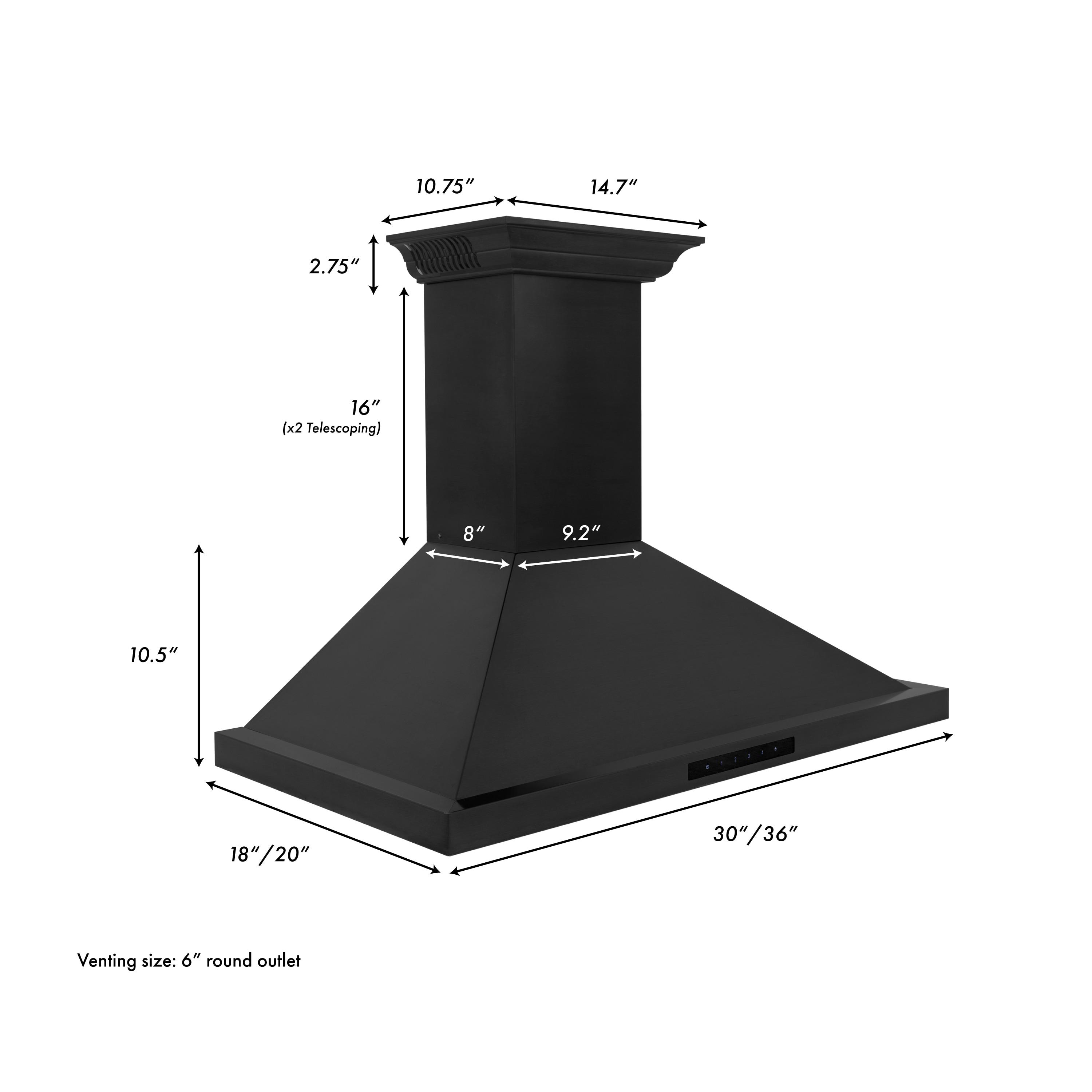 36" 400 CFM Ductless Wall Mount Range Hood