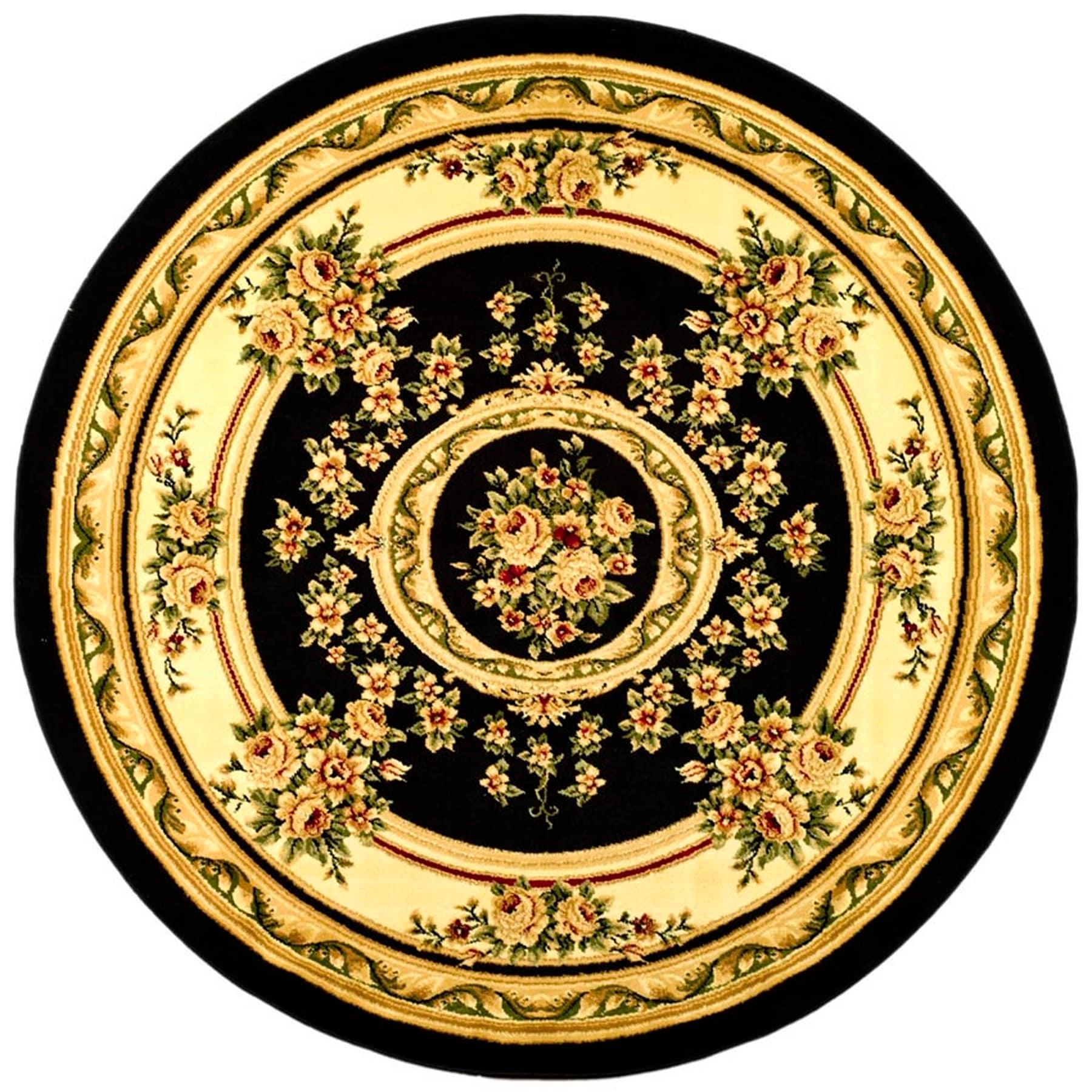 Lyndhurst LNH218 Power Loomed Area Rug - Black/Ivory - 8' Round - Safavieh