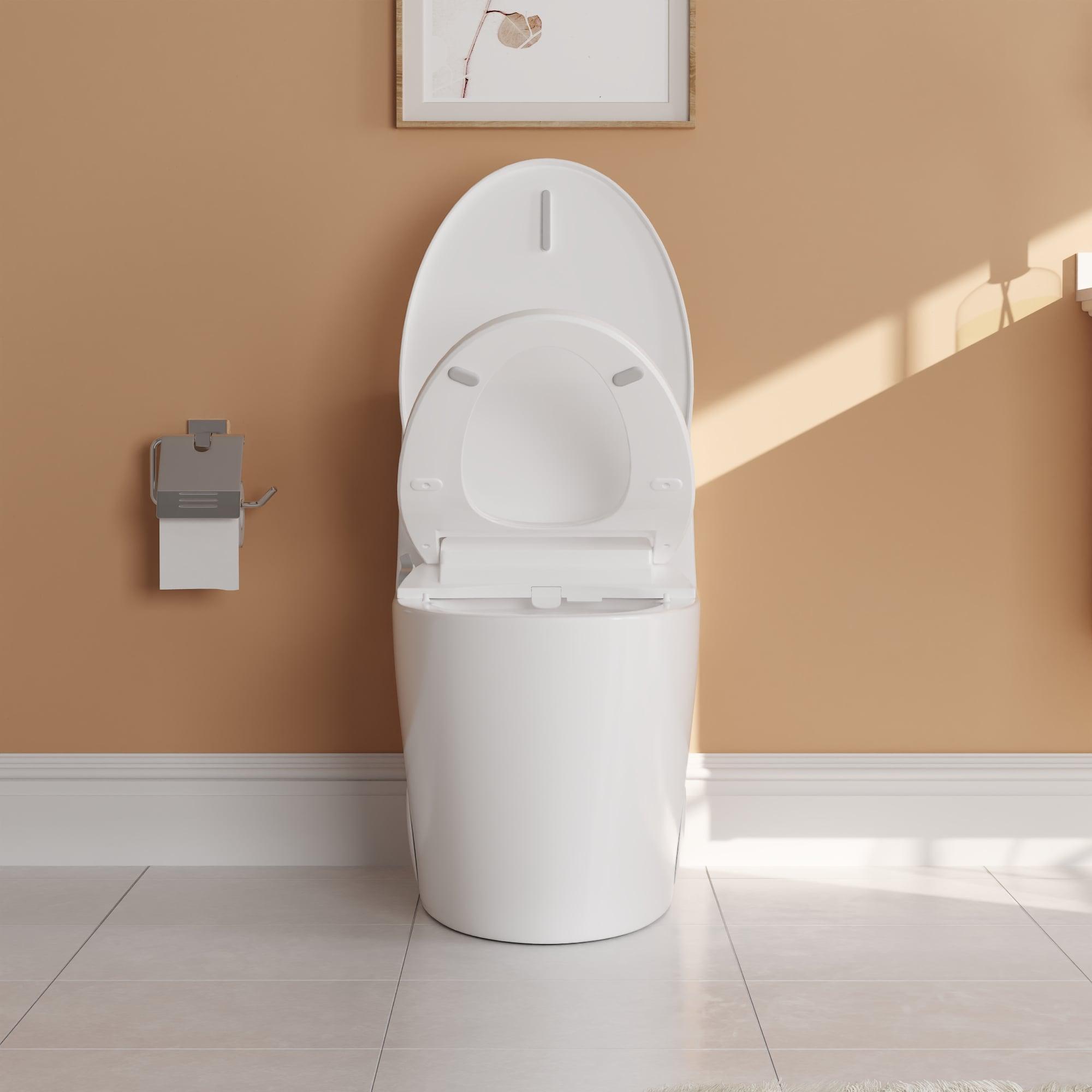 Electric Quiet Close Bidet Seat for Elongated Toilets in White