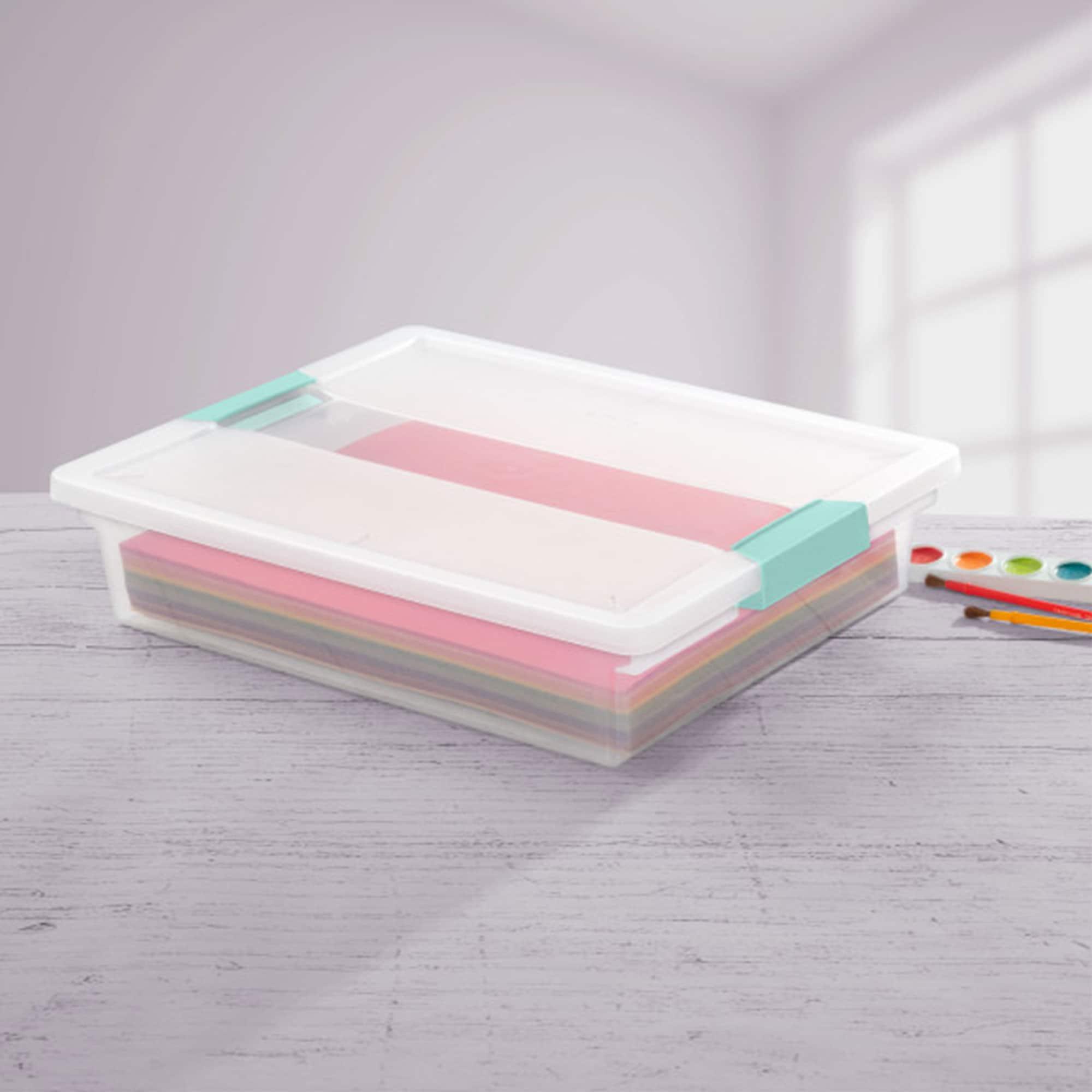 Sterilite Large Clip Box, 5.7 Qt Stackable Storage Bin with Latching Lid, Plastic Container for Home Organization, 12-Pack