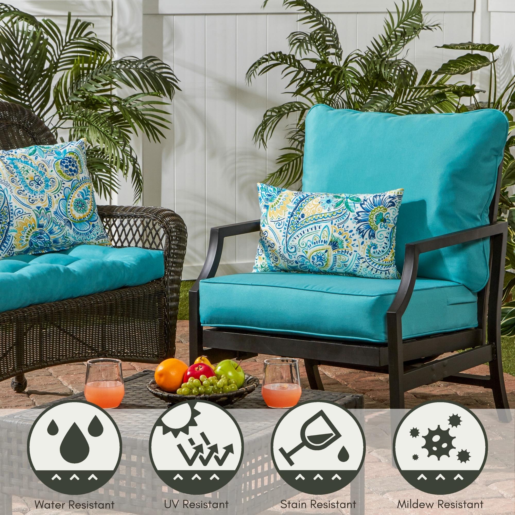 Greendale Home Fashions 2-Piece Teal 24"W Premium Deep Seat Cushion Set