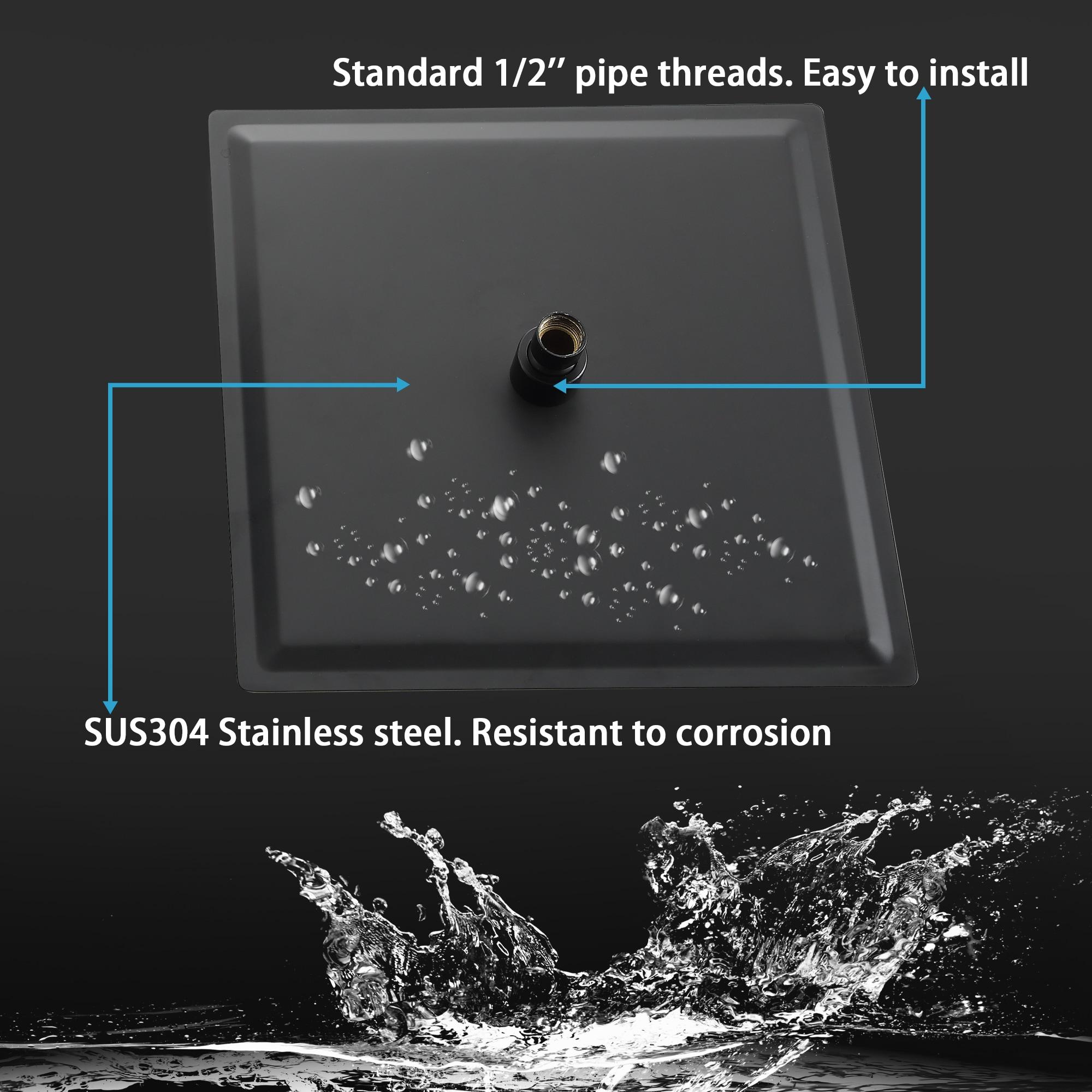 12 inch Square Stainless Steel Bathroom Top Spray Shower Head,Matte Black