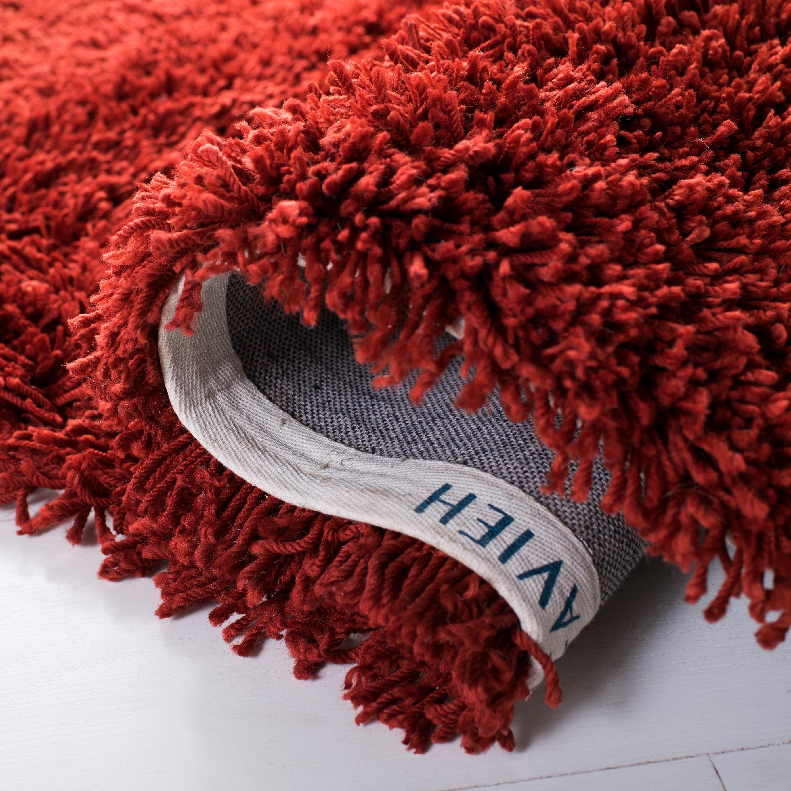 SAFAVIEH August Sophia Solid Shag Area Rug, Red, 9' x 12'